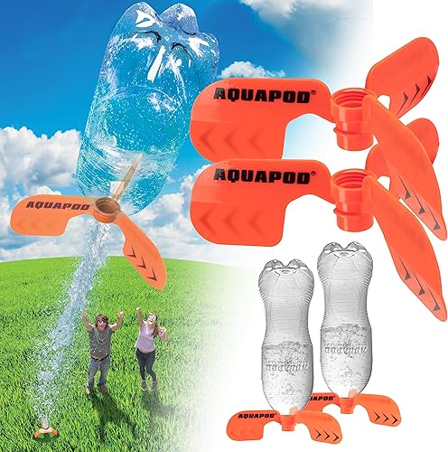 Aletas curvadas de cohete de agua (2 unidades)  Compatible con cualquier botella de 2 litros  Hace que la botella se espiral en el aire  Divertido