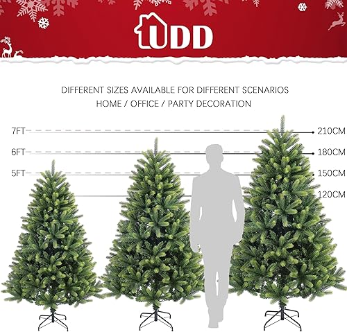 Miniatura 2 de Árbol de Navidad artificial de 7 pies para el hogar, oficina, decoración de fiesta con puntas de ramas de PVC + PE, fácil montaje, bisagras de