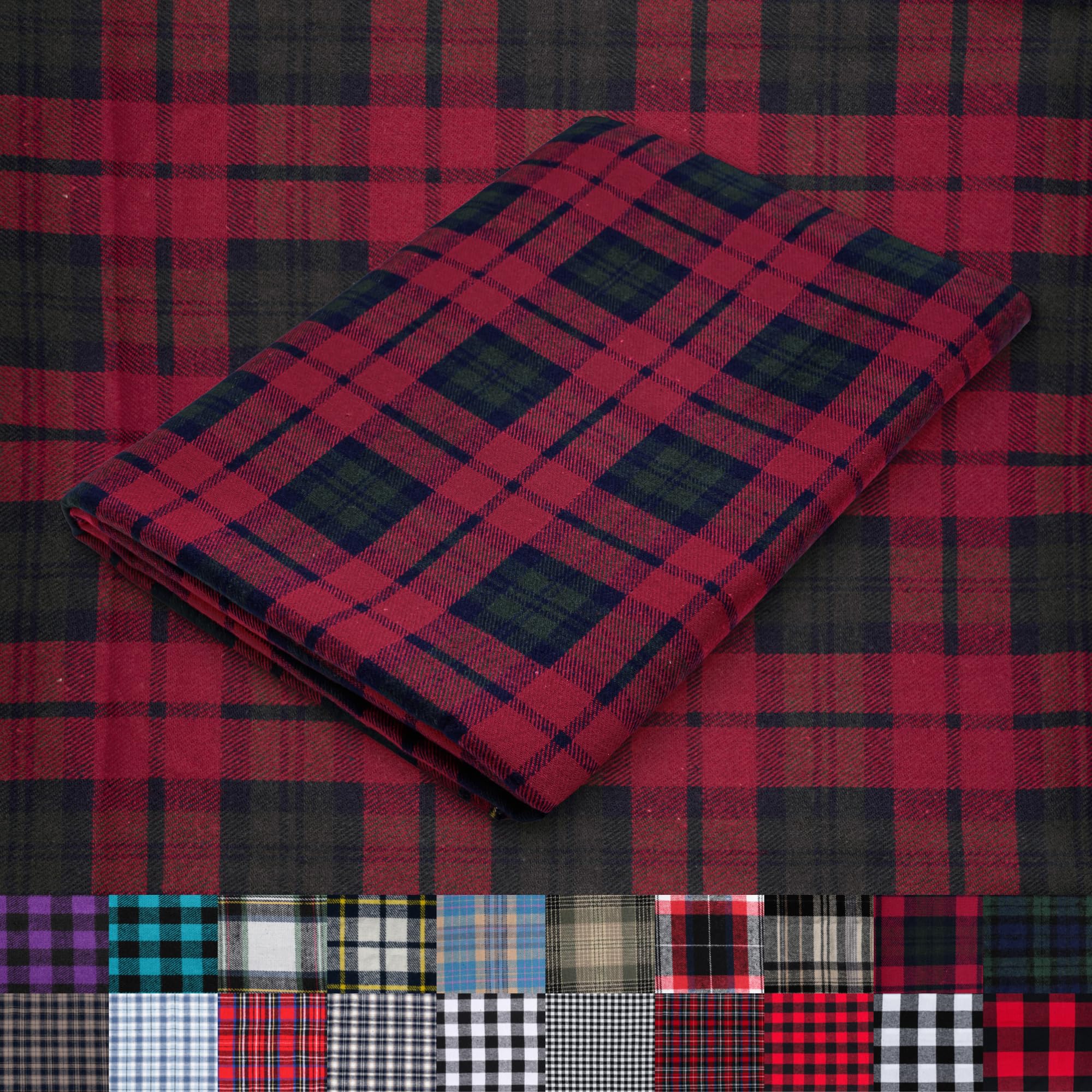 Pico Textiles 1 Yard Blue and Green Blackwatch Tartan Plaid Flannel Fabric - 60" Wide - 100% Cotton - Sold by The Yard - for Shirts, Scarves, Pajamas & Receiving Blankets — view 77