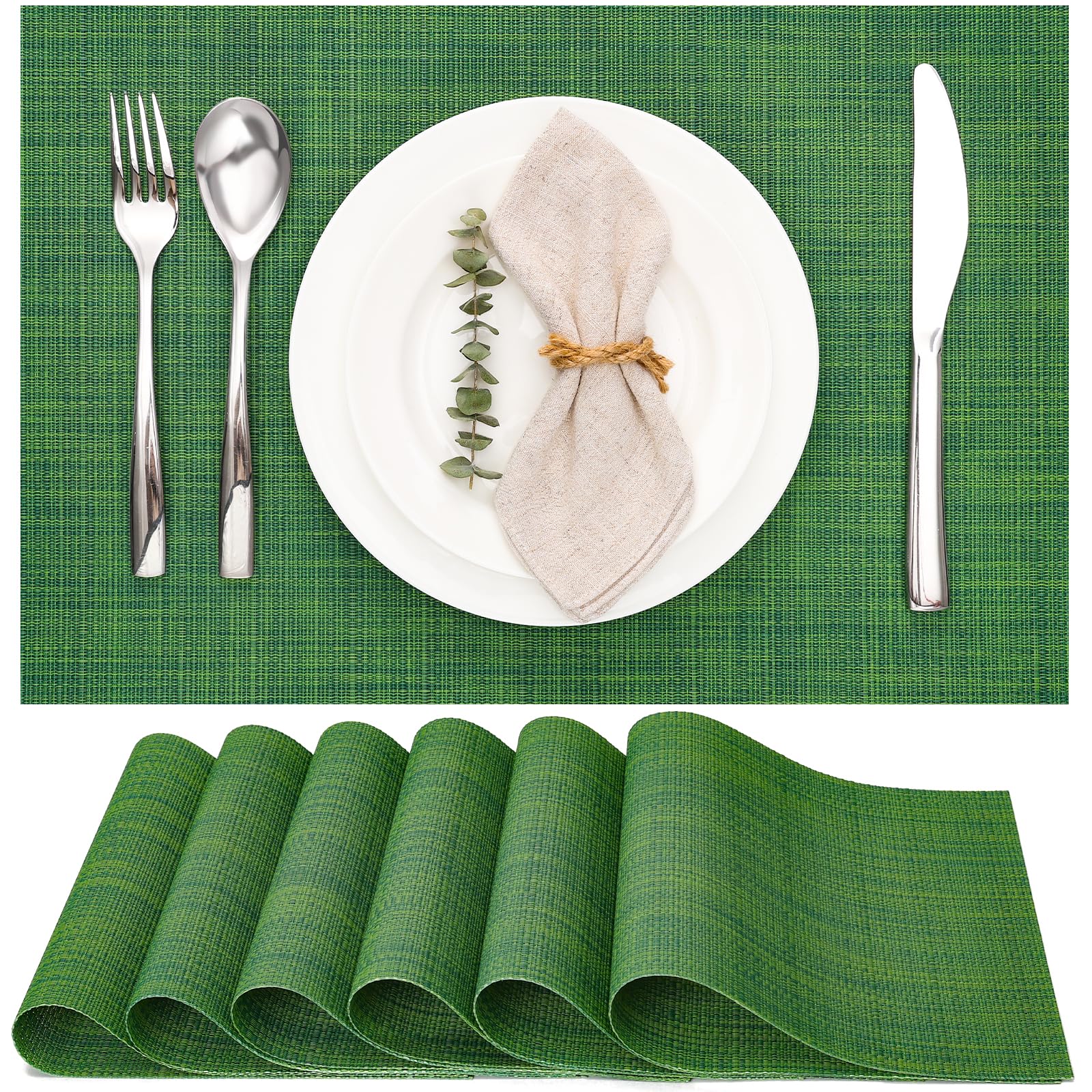 Myir JUN Table Mats Placemats Set of 6 Place Mats for Table Woven Vinyl