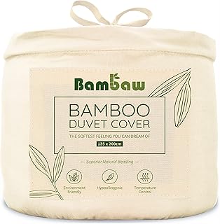 Copripiumino in bambù | Biancheria letto | Copripiumino elegante in bambù| Copripiumino antiacaro | Lenzuola in bambù |copripiumino letto | Beige - 135x200 | Bambaw
