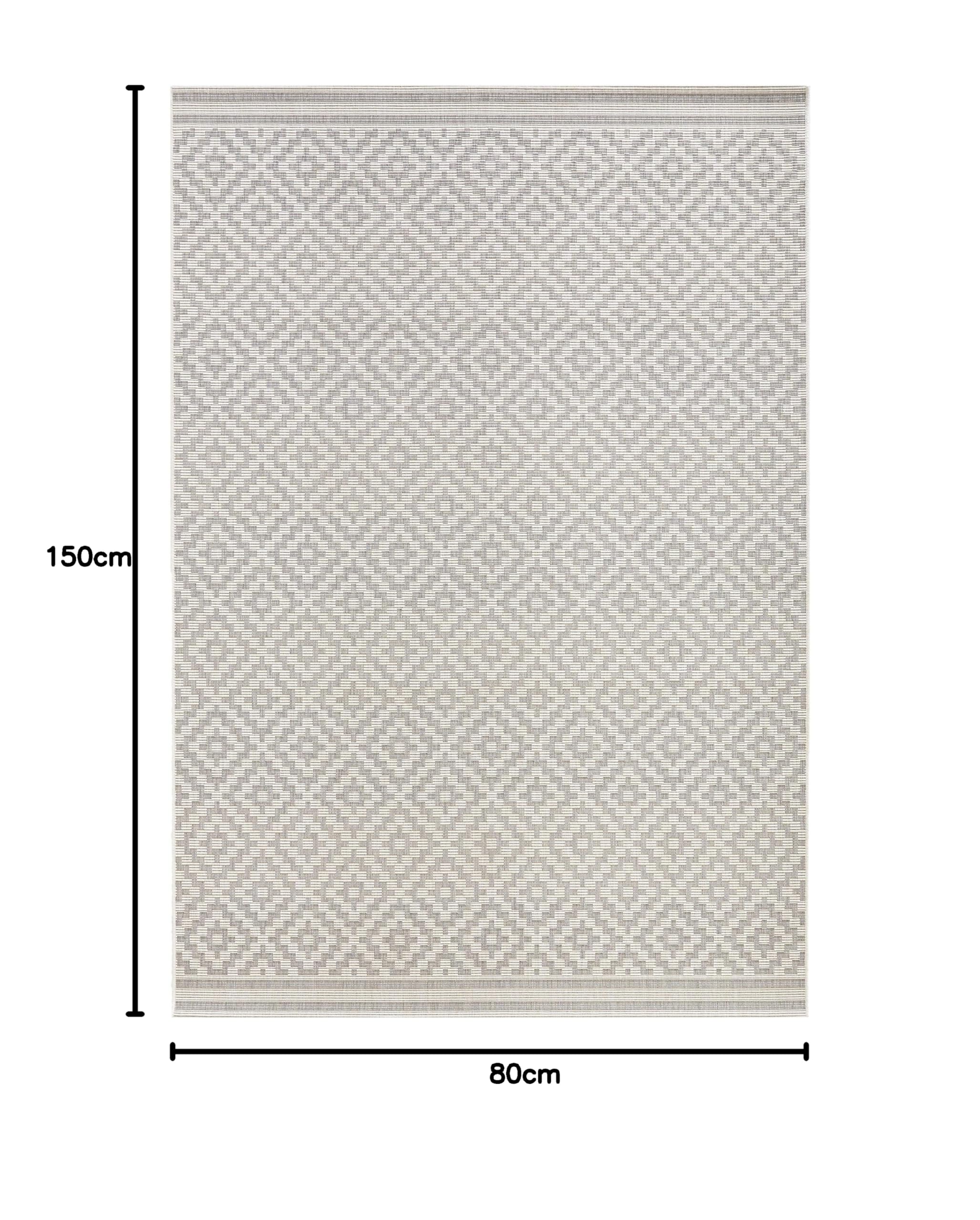 NORTHRUGS Alfombra para interior y exterior de rombos 80 x 150 cm – resistente a la intemperie moderno patrón geométrico rombos patrón Allover diseño alfombra para balcón, terraza, jardín invierno alfombra salón resistente al agua en gris crema