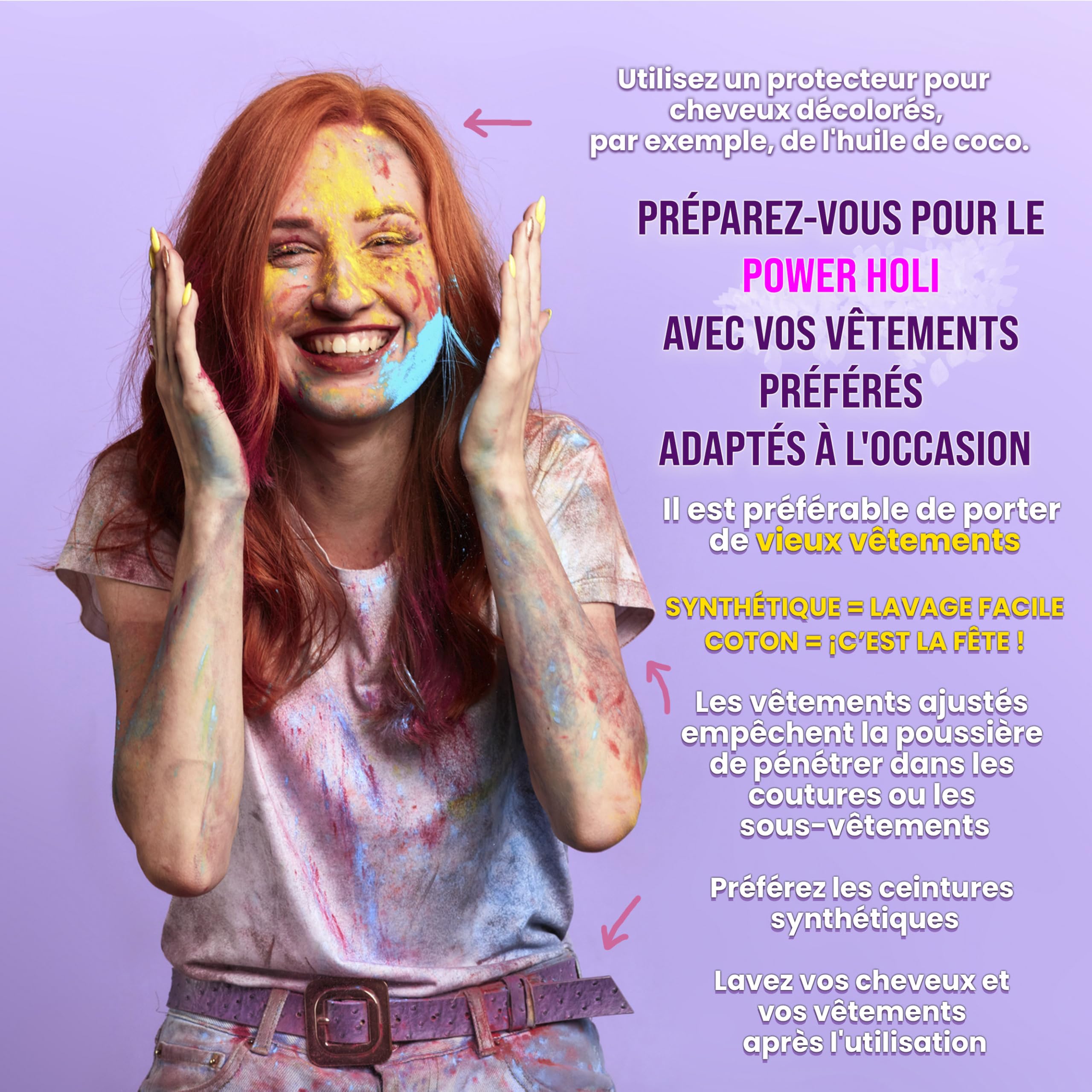 POWER HOLI FESTIVAL-Poudre de Couleurs Holi Party | 9 Sachets Ouverture Facile de 100g | 9 Couleurs | Spécial Fêtes et Festivals | Photographie | Non Toxique | Sans Gluten | Fabriqué à Barcelone