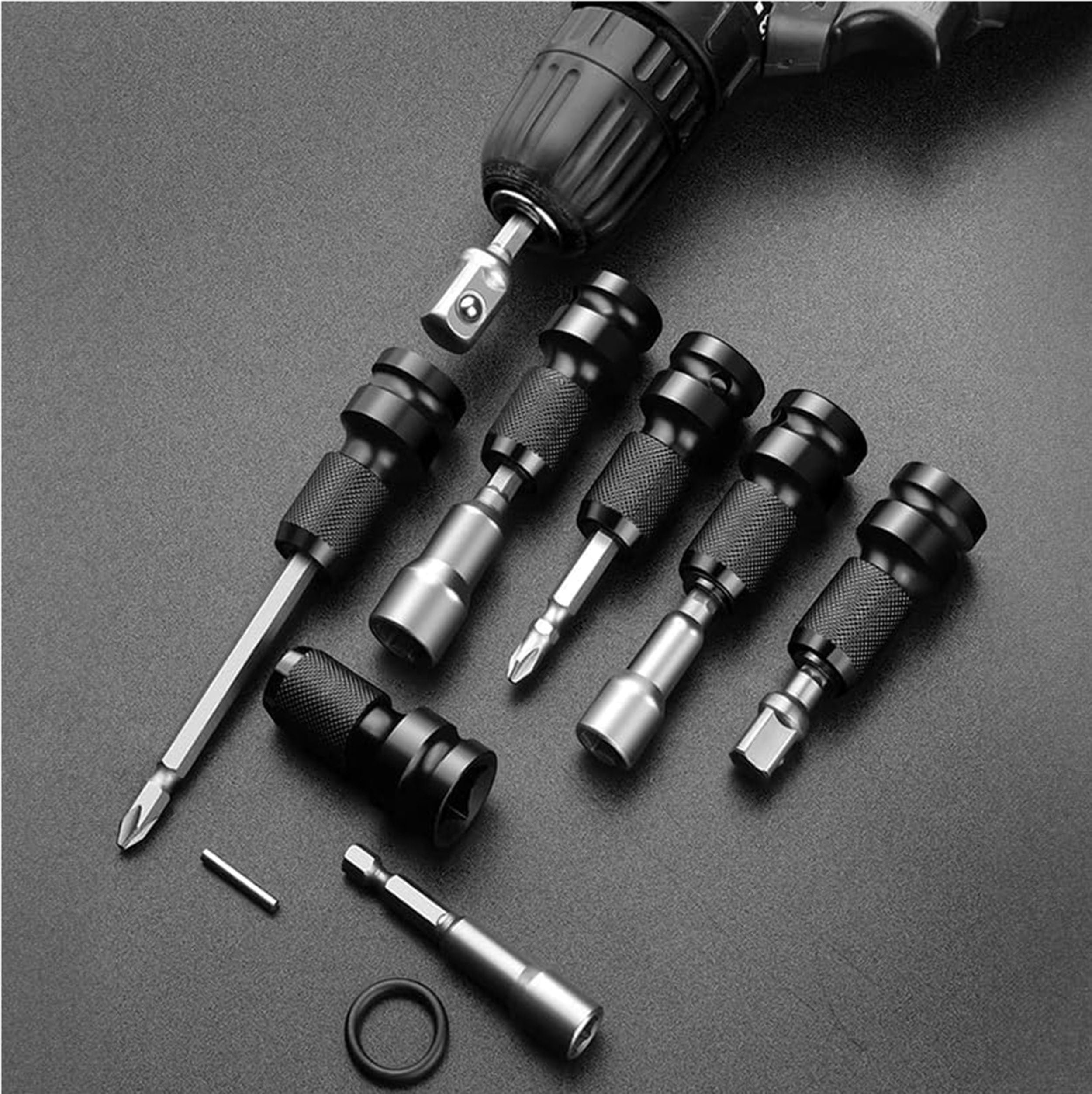 2 Pieces Socket Adapter 1/2 Square Drive to 1/4 Hex Shank, Hex Shank Adapter for Impact Ratchet Wrench Screwdriver Bit Holder - Image 4