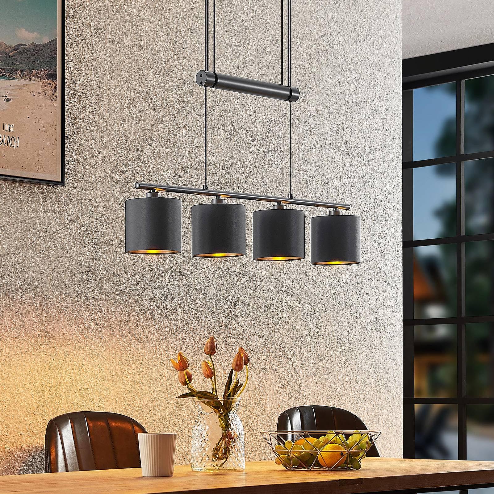 Lindby lampada a sospensione Cliona, nero, metallo, 31 cm, E27