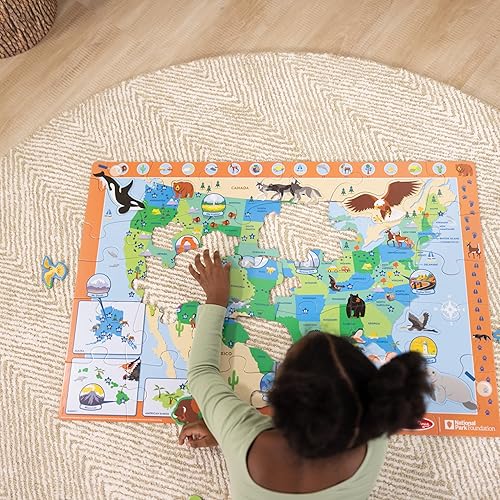 Miniatura 3 de Melissa & Doug National Parks U.S.A. - Rompecabezas de piso con mapa 45 piezas gigantes y en forma de animal, actividades de búsqueda y búsqueda,