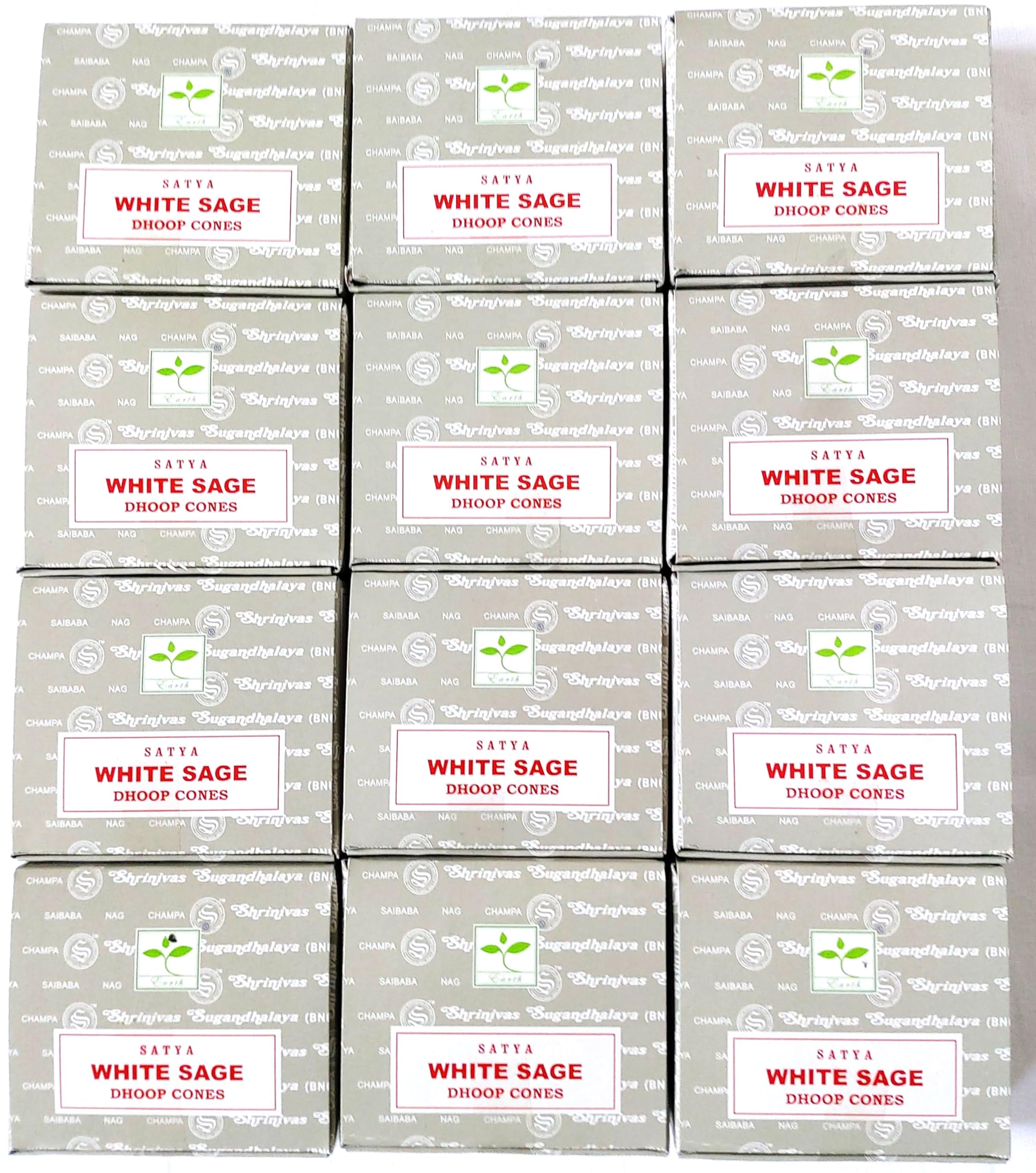 Satya Nag Champa Incense Cones, White Sage Scent, 12 Packs of 12 Cones in each pack (12, White Sage), Brown - Image 3