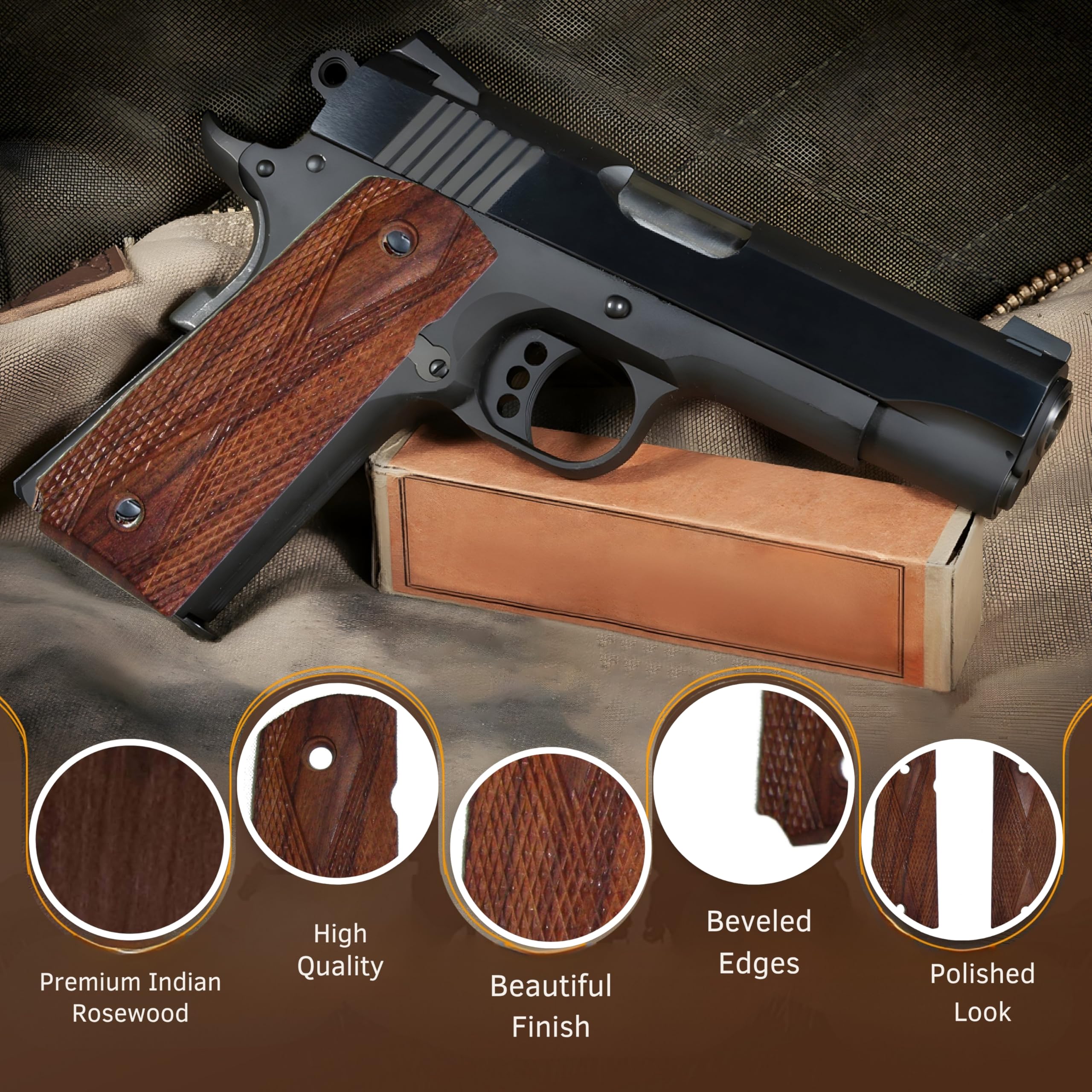 warreplica WWII los EEUU M1911 / 1911 0.45 Madera Pistola Grips - Reproducción