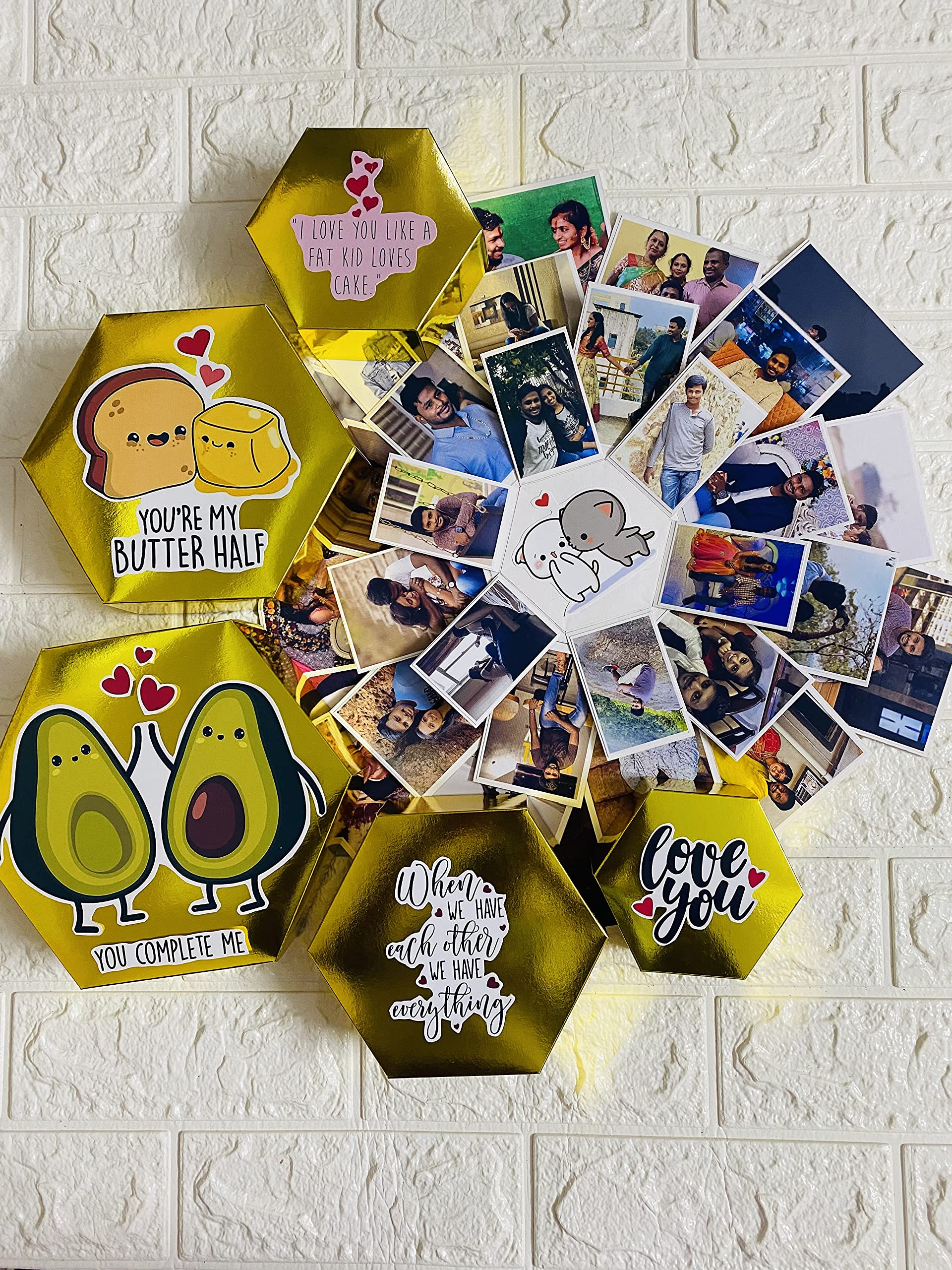 wraps & smiles HEXAGON EXPLOSION BOX, Gift box for Birthday , Anniversary , Love ,Friend