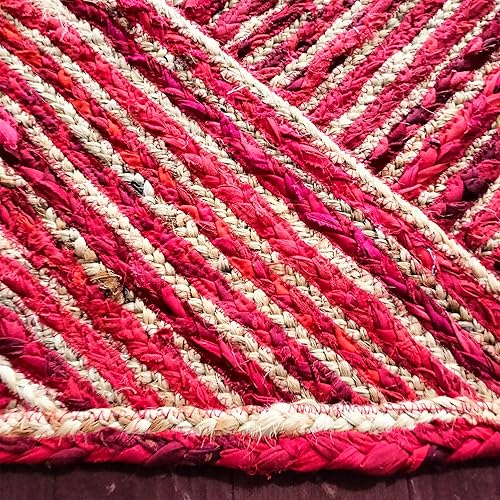 Miniatura 2 de ARTS OF JAIPUR Collection - Alfombra de pasillo de 3 x 10 pies, alfombra de pasillo de yute Chindi con base beige con alfombra de pasillo de