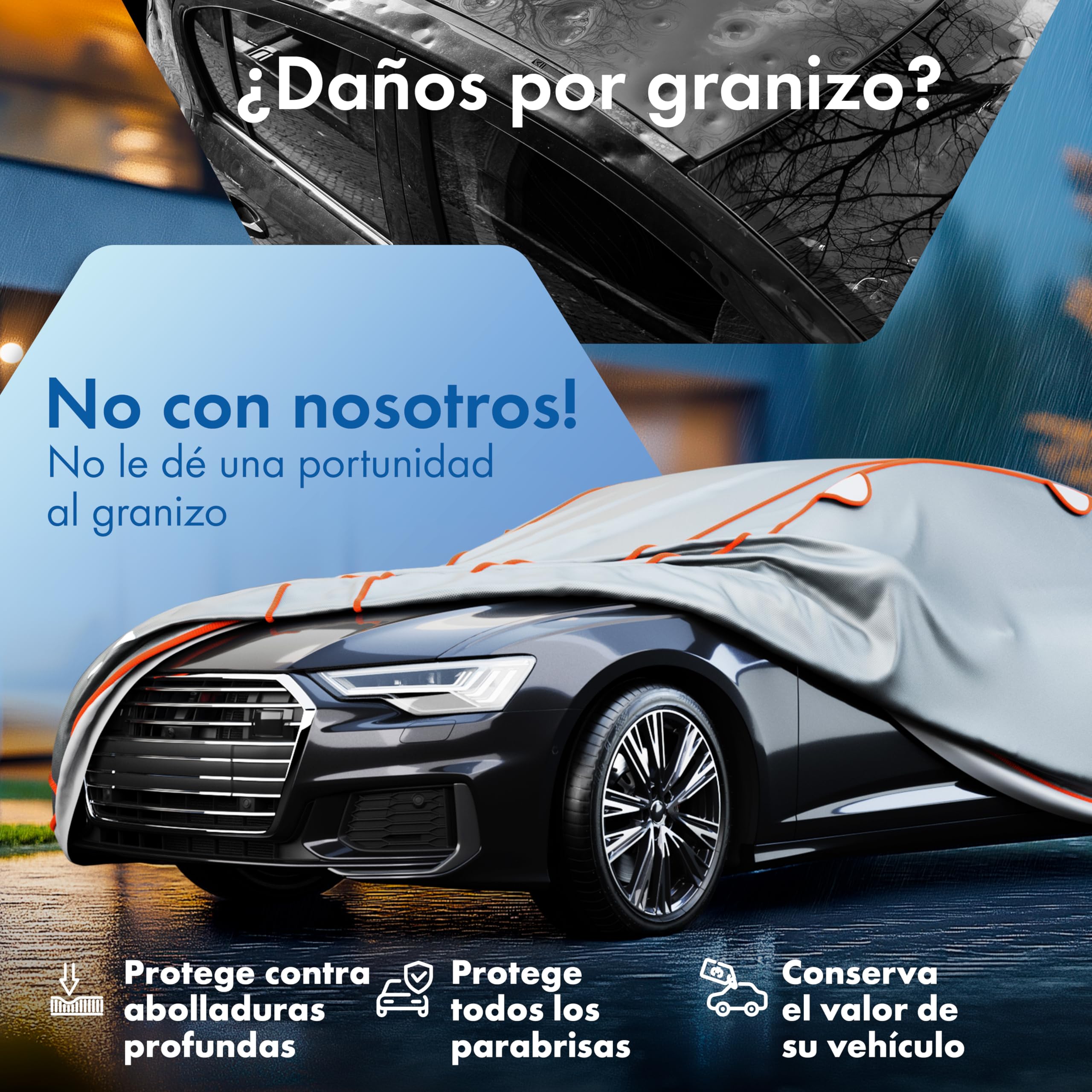 WALSER Lona de protección antigranizo para Coche Funda Repelente al Agua antigranizo, Certificado por TÜV Austria* Perma Protect Complete, Lona de protección Talla 7