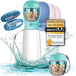 Gift Set of 3 Innovative 550 ml Dog Drinking Bottle for Travelling Includes Food Container and Toothbrush | Premium Dog Drinking Bottle | Dog Drinking Bottle for Travel | 100% Leak-Proof product image