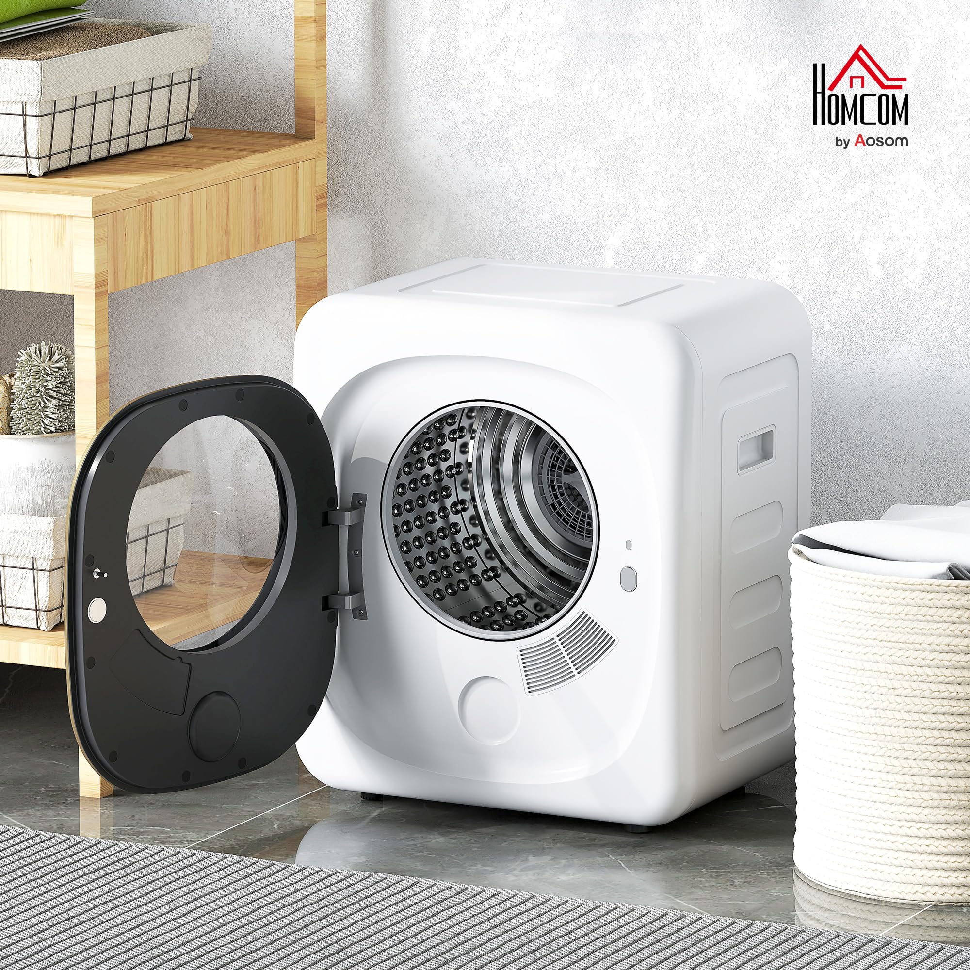 HOMCOM Sèche-linge à évacuation portable 4 Kg 800 W compact 5 modes de séchage capteur intelligent minuterie tambour réversible acier inoxydable blanc