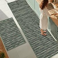 Vista 14 de Juego de 2 alfombras de cocina antideslizantes para el piso, gruesas, resistentes a las manchas, vintage, tapetes de pasillo para pasillos, entrada