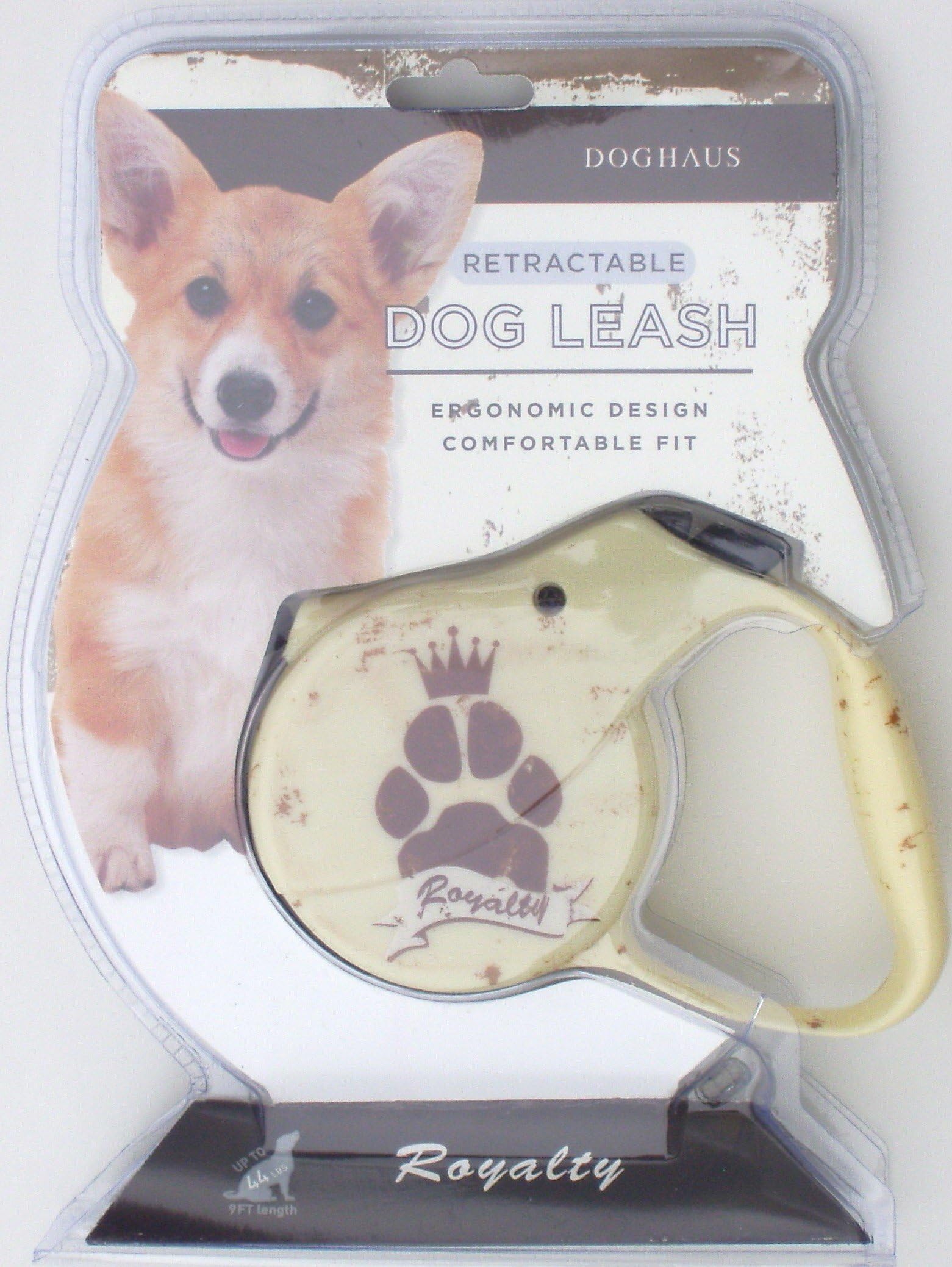 Royalty Print Fashion Couture Retractable Dog Leash, Up to 44 LBS, BONE
