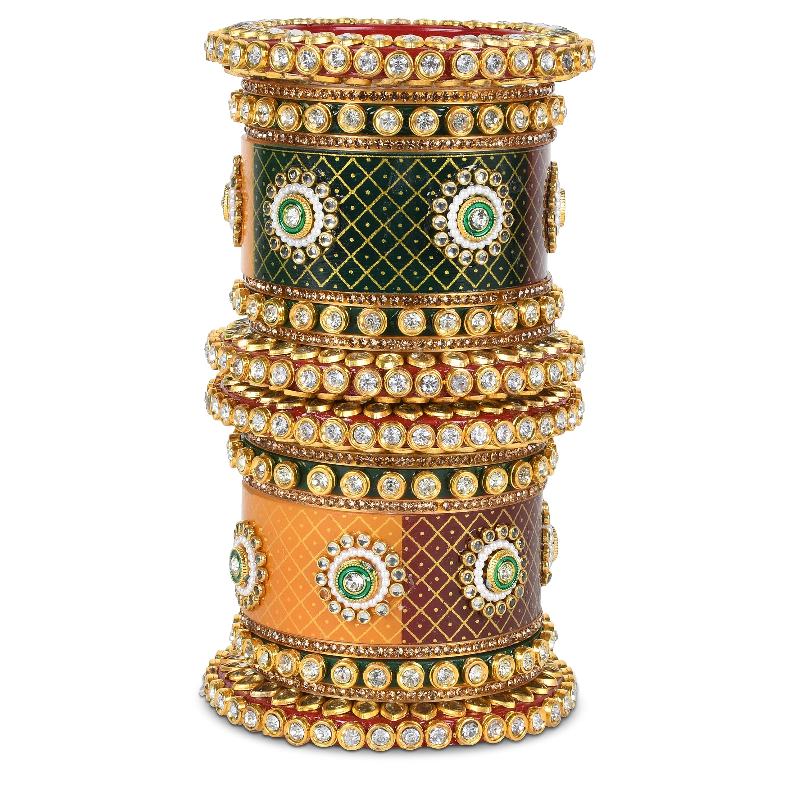 BRIDAL GARNISH Tricolor Bridal Chuda Red, Green, and Yellow with gold kundan work for Every Girl, Woman, and Bride" (Style 2, 2.4) (B0CFN2FXV9) Amazon Price History, Amazon Price Tracker
