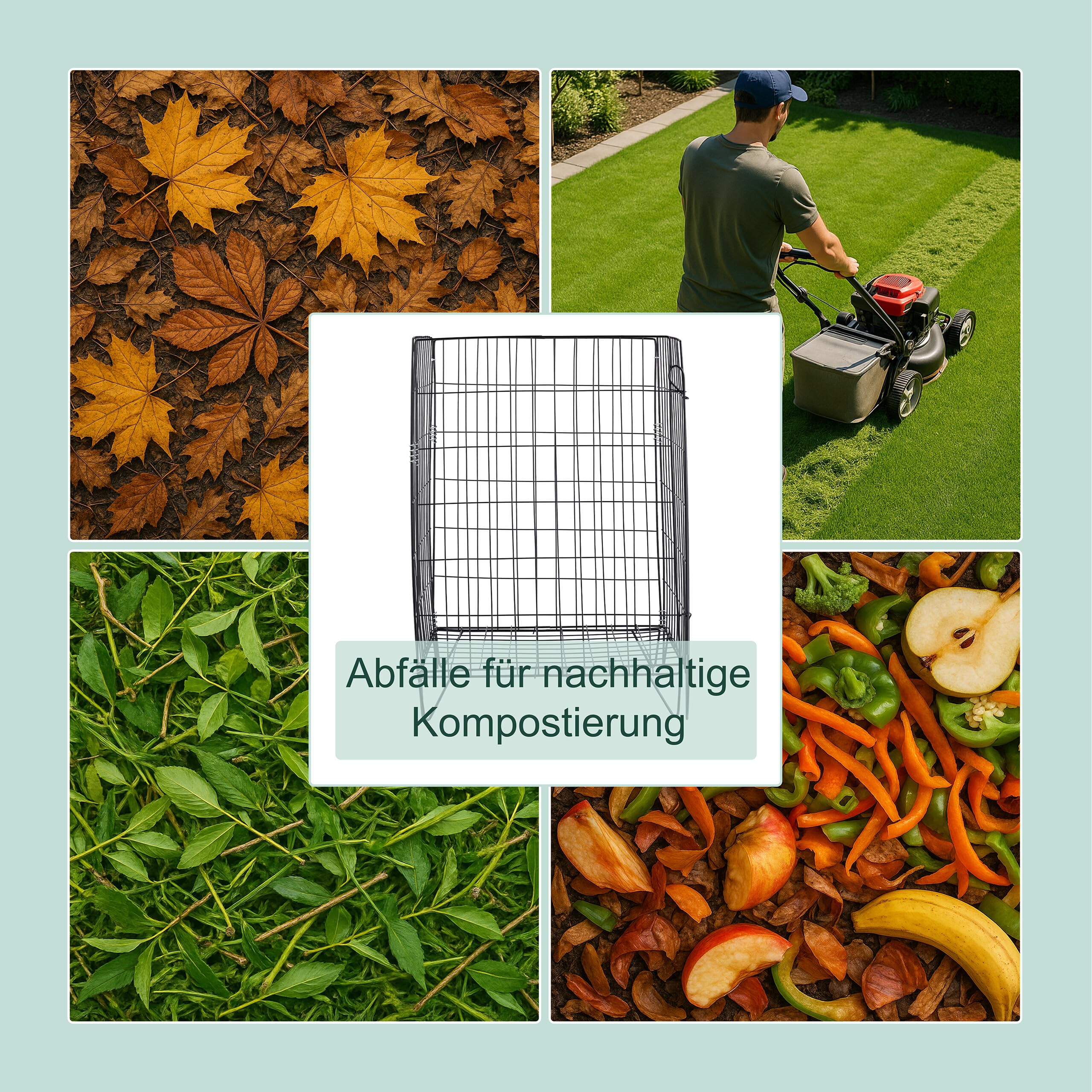 Relaxdays Komposter Metall, Bodengitter und Füße, HBT: 68 x 46 x 46 cm, für Gartenabfall, Kompostgitter, Stahl, schwarz