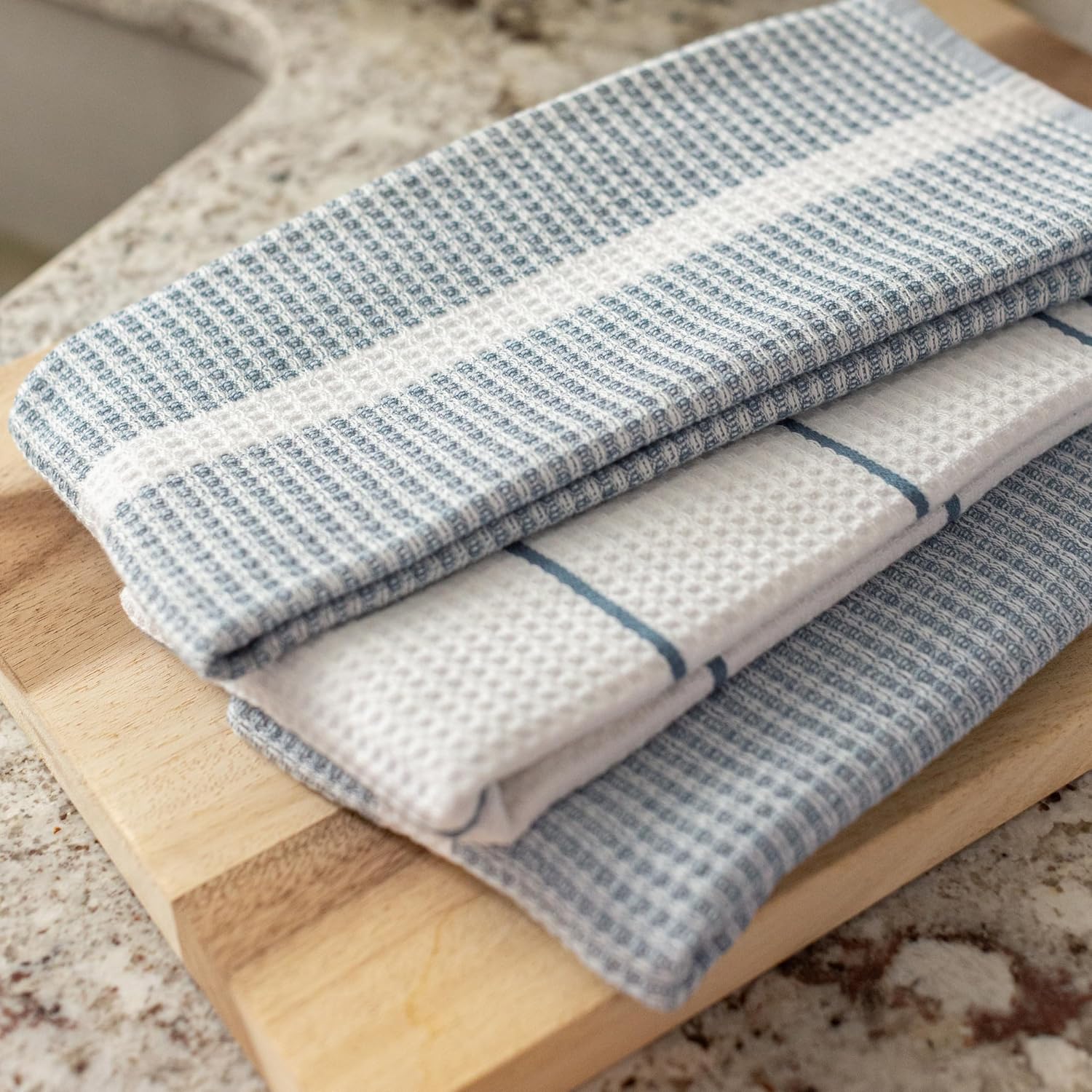 Benson Mills Hilda Set of 3 Kitchen Towels (18” X 28”, Mineral Blue)
