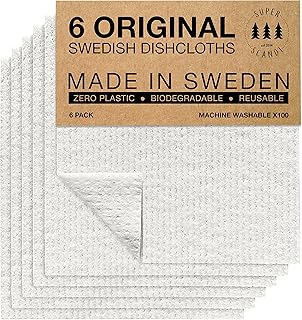 SUPERSCANDI szwedzkie ścierki do naczyń wielokrotnego użytku, biodegradowalna gąbka celulozowa, ściereczki do czyszczenia zastępujące kuchenne ręczniki papierowe