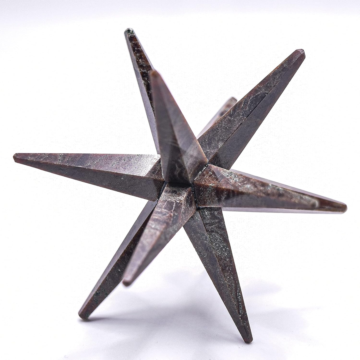 HC Set: 3.25" Red Garnet 12 Point Merkaba Star Natural Almandine Crystal Sparkling Mineral Hand Made Stone Star - India + One Polished Clear Quartz Cabochon