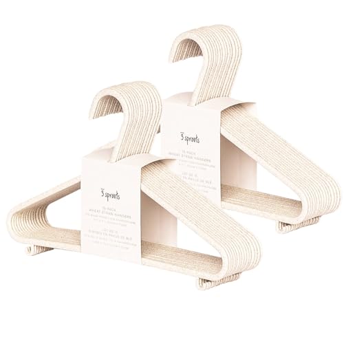 Image of 3 Sprouts Wheat Straw Plastic Hangers - 30-Pack Eco-Conscious Toddler Hangers for Child & Baby Clothes, Coats - Kid Closet Hanger Ideal for Small Girls, Boys, Children & Kids - Speckled Cream