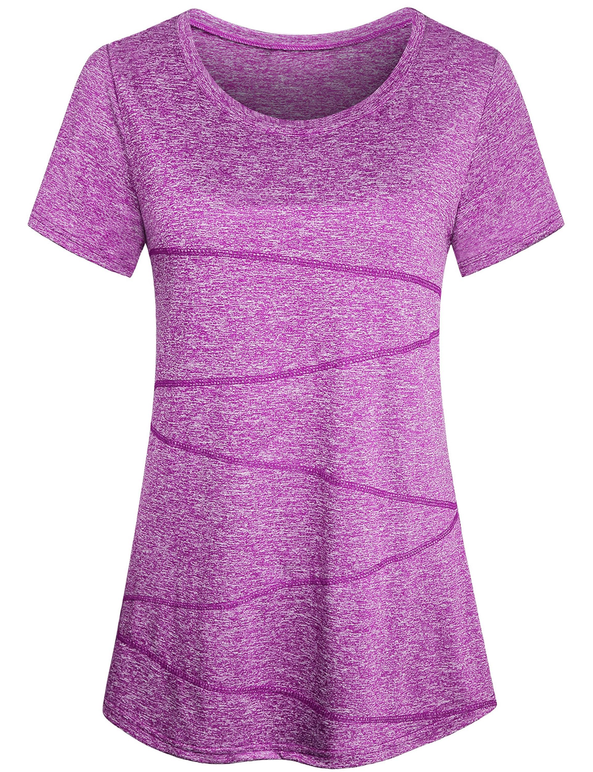 Workout Tops for Women Short Sleeve Shirts for Women Quick Dry Line Decor Yoga Tops