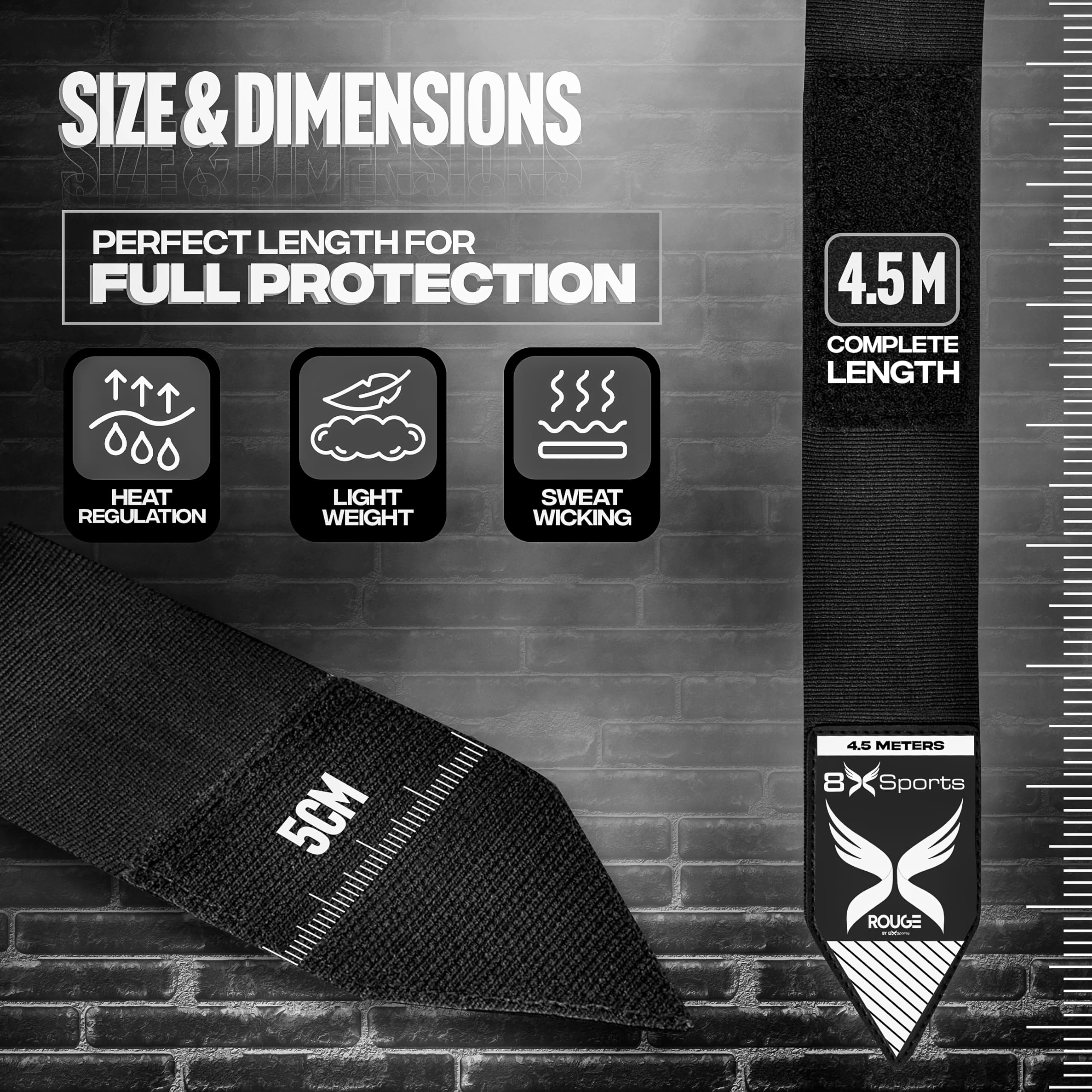 8Xsports Boxing Hand Wrap Set, 4.5m Elastic Thumb Loop Bandages for MMA Muay Thai, Kickboxing - Image 5