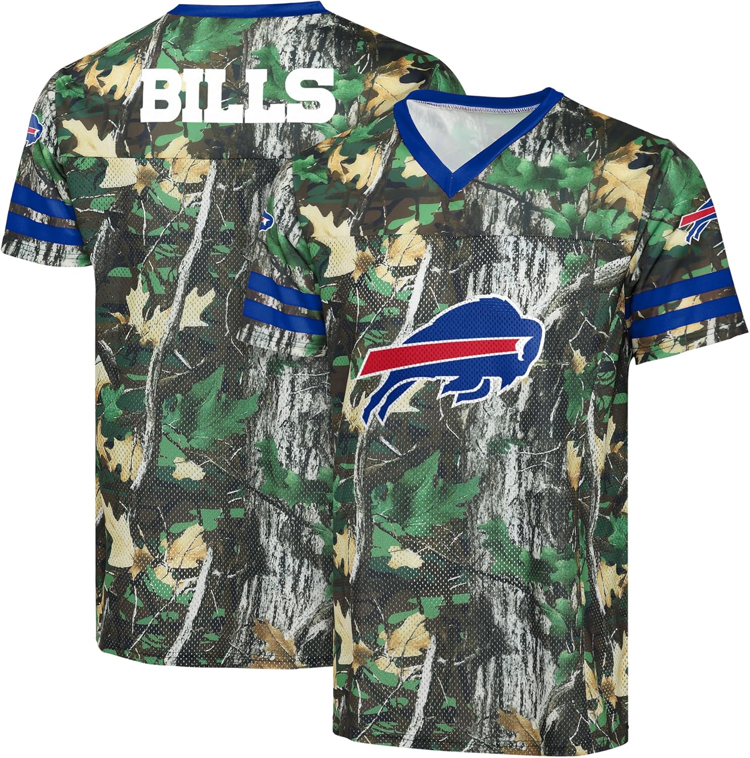 FOCO NFL Men's Officially Licensed Hunter Camo Primary Logo Game Day Football V-Neck Top