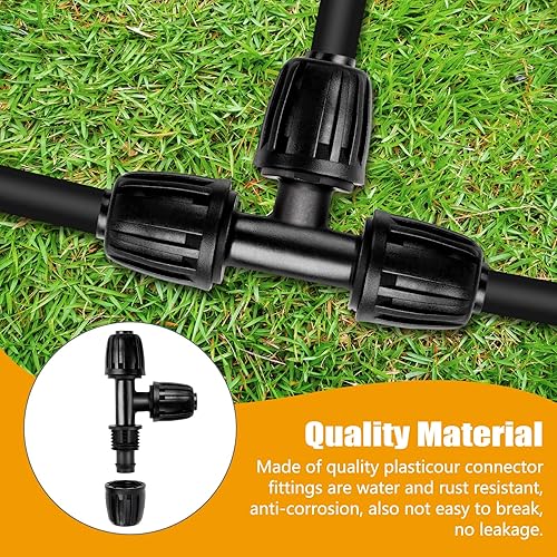 Miniatura 4 de PRECIHW Paquete de 10 accesorios de riego por goteo, conectores en T de púas de bloqueo para tubos de 12 pulgadas, camiseta de riego por goteo (12