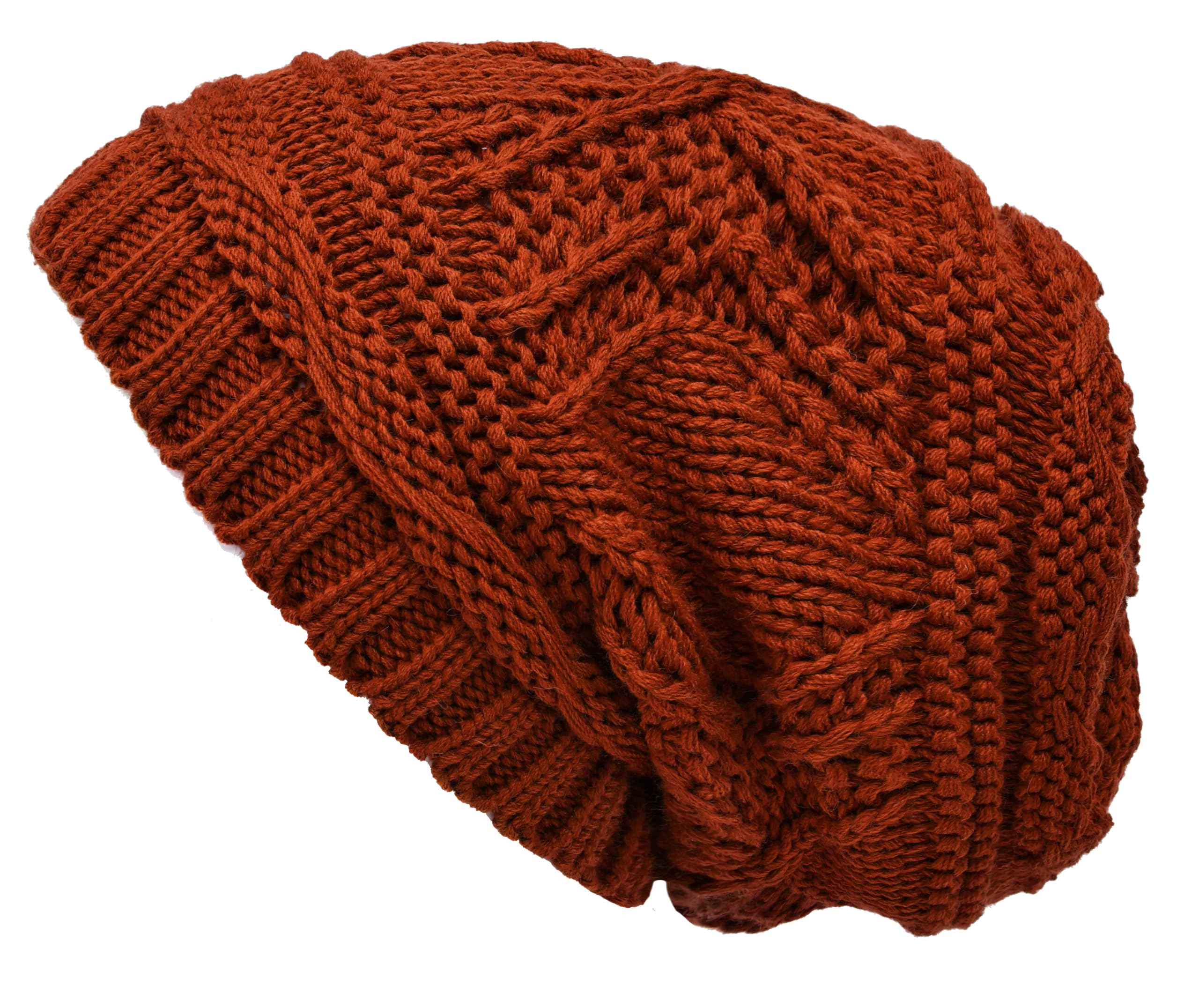 Lilax Knit Slouchy Oversized Soft Warm Winter Beanie Hat, Brick,