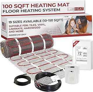 LuxHeat 100sqft Floor Heating Mat Kit - 120v Under Floor Heater Mat - El...