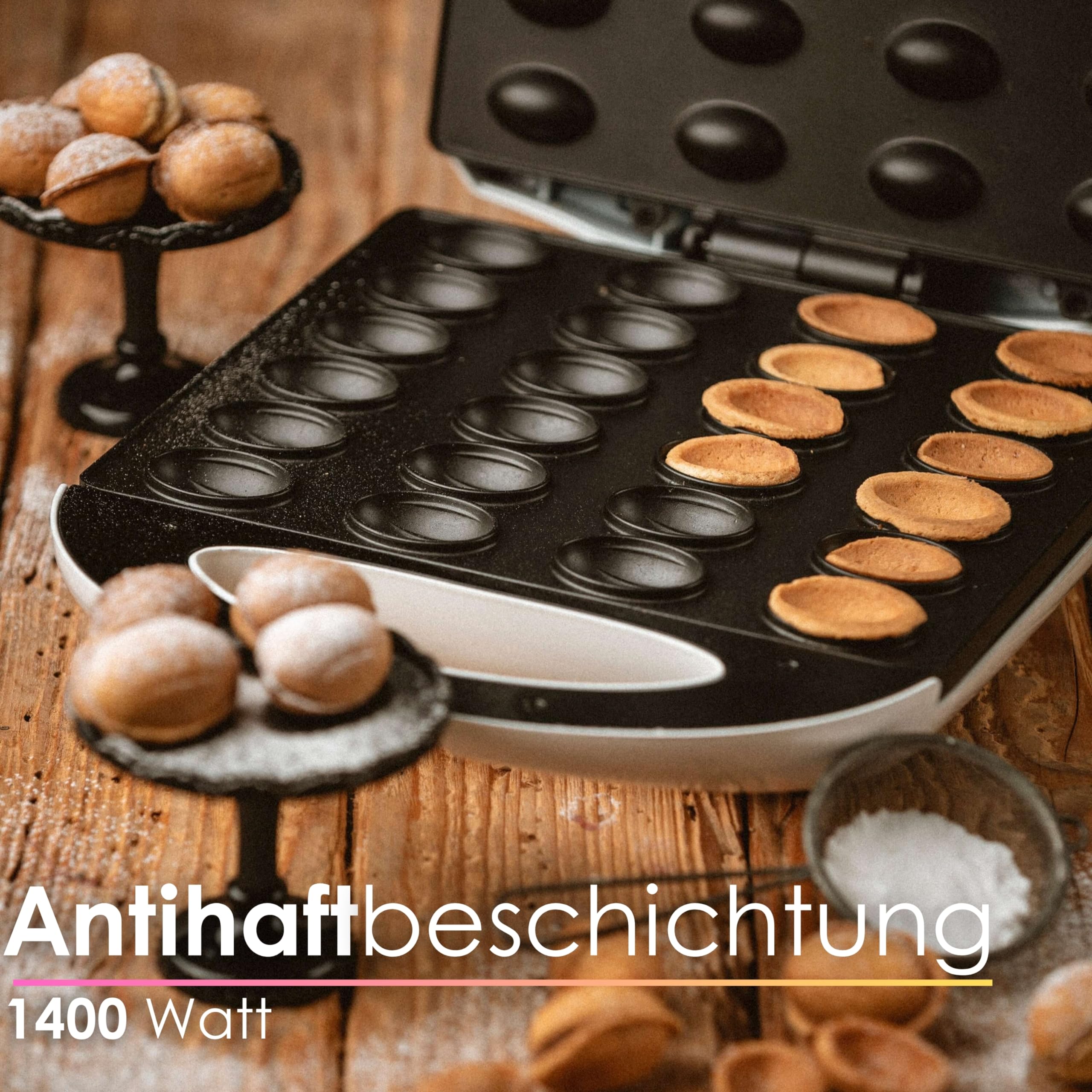Zilan Nussbäcker | Oreschki Maker | Cool-Touch-Griffe | 1400 Watt | Antihaftbeschichtung