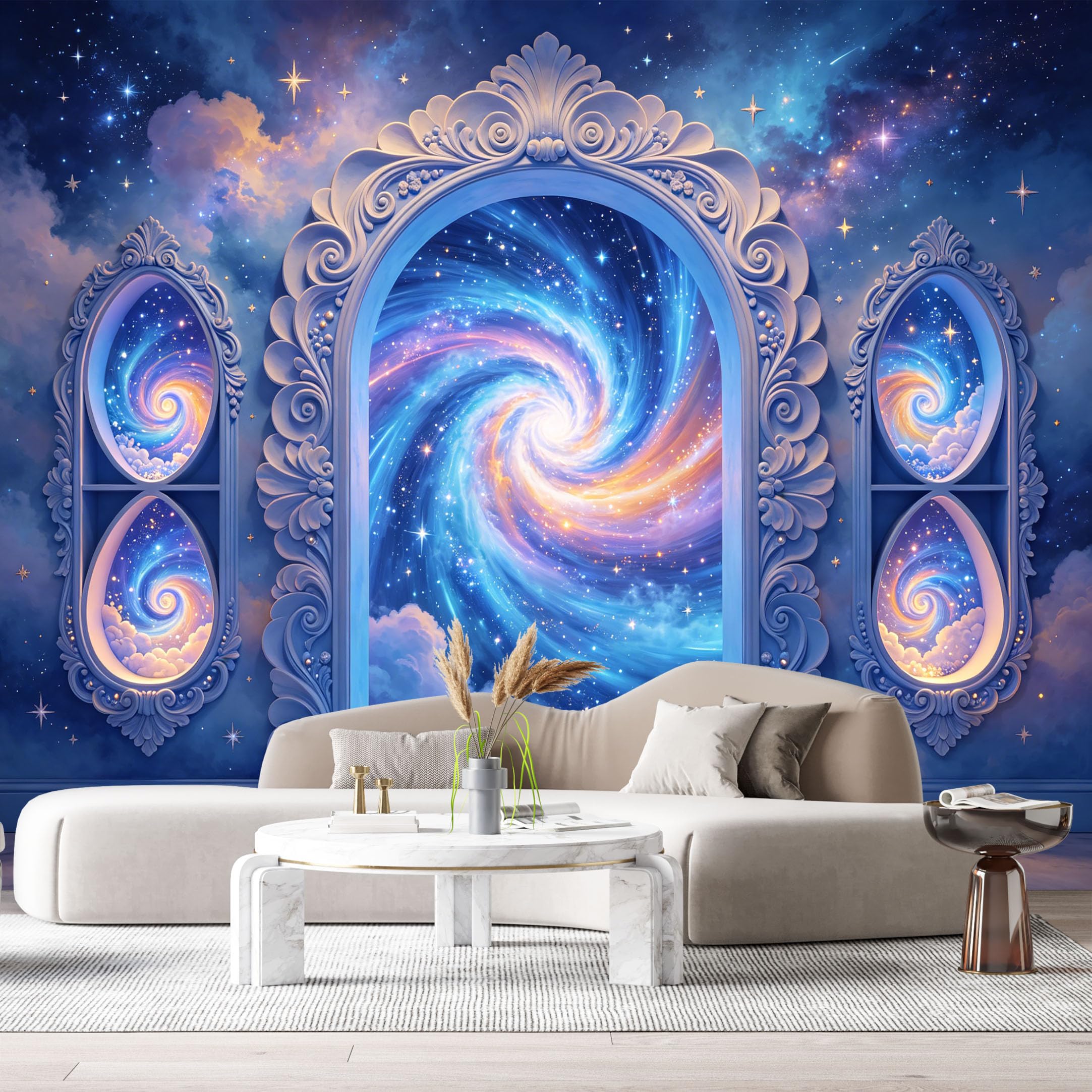 Custom Size Wall Murals Space Vortex Galaxy Portal 3D Trompe L'Oeil SelfAdhesiveWall Fabric Removable Wallpaper Wall Decor for Living Room Bedroom Bathroom