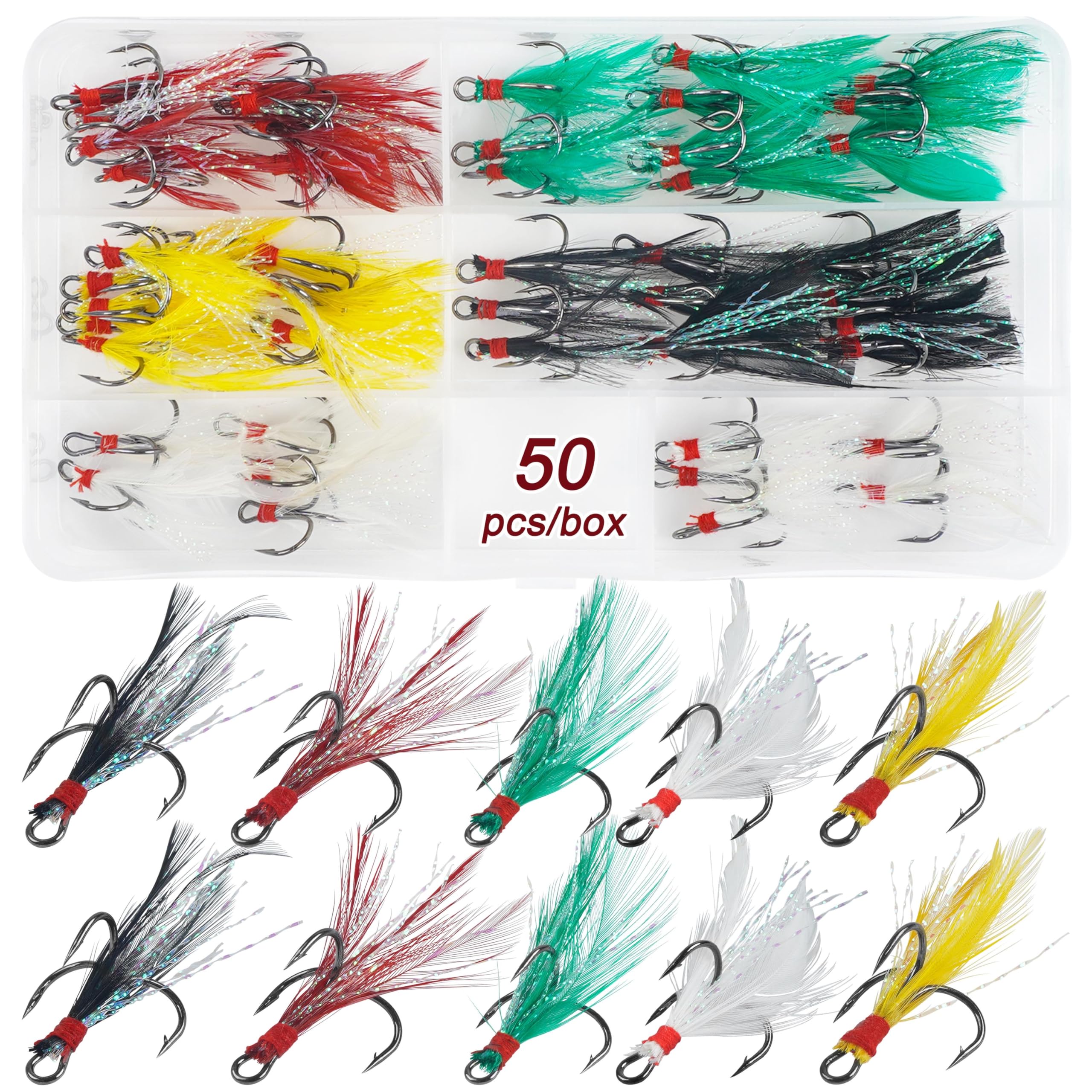 best hooks for bait fishing Amazon.com : Fishing Round Bend Treble Hooks Feathered, 50pcs Dressed Flash  Teaser Treble Hooks Triple Barbed Hooks Kit Fishing Lure Baits Tackle :  Sports & Outdoors