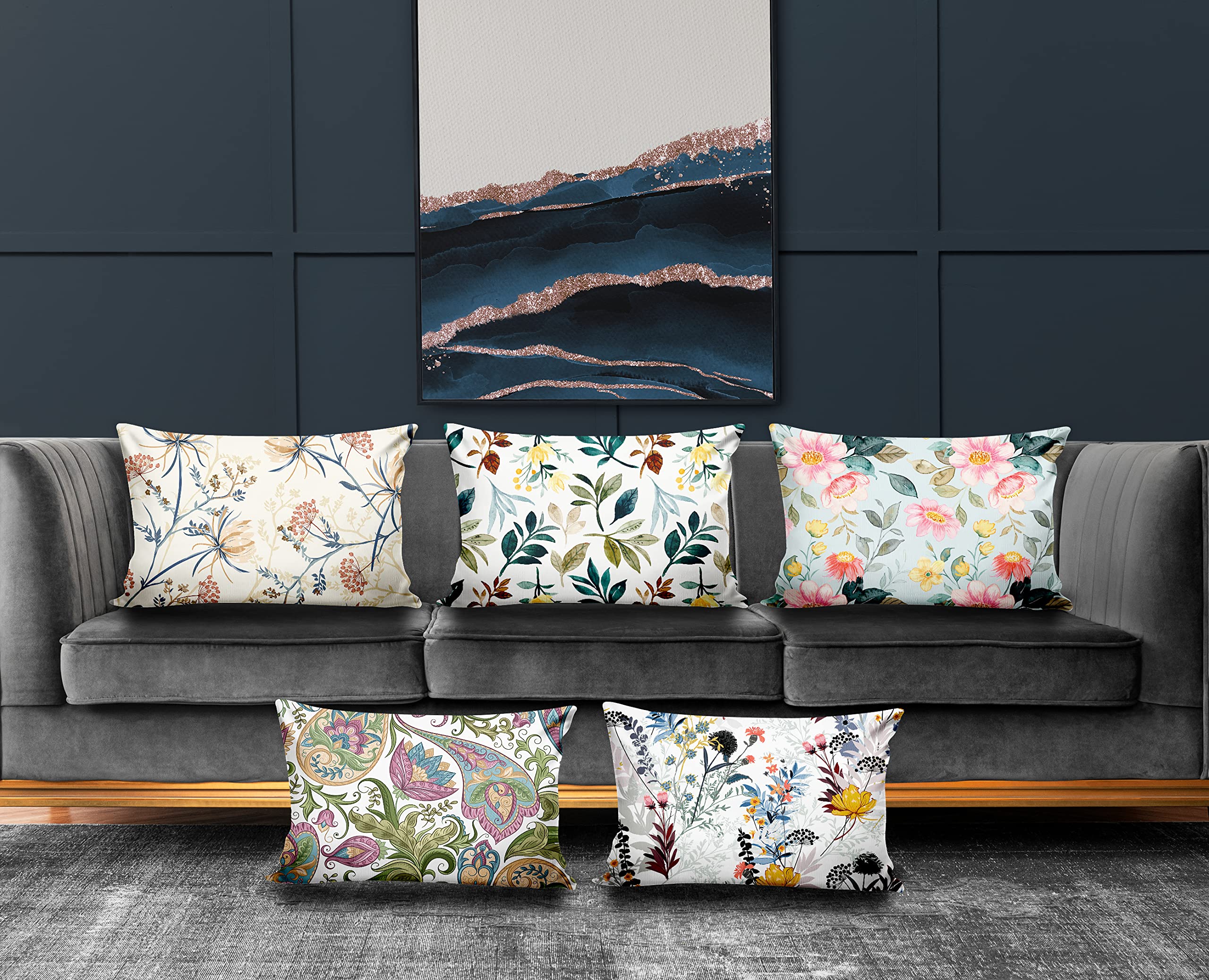 Ultimate Trends Polyester Digital Modern Printed Cushion Cover 12x18 Set of 5, Multi Color (UTCS-1208)