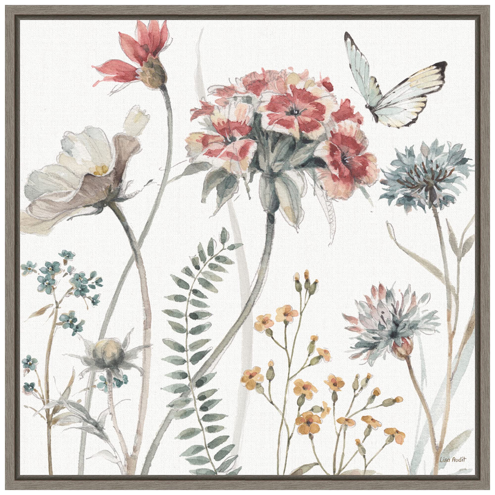 Amanti ArtAmanti Art Framed Canvas Wall Art Print A Country Weekend III by Lisa Audit (16.0 in. W x 16.0 in. H), Sylvie Greywash Framed Canvas Wall Decor - Small Black Small Sylvie Greywash