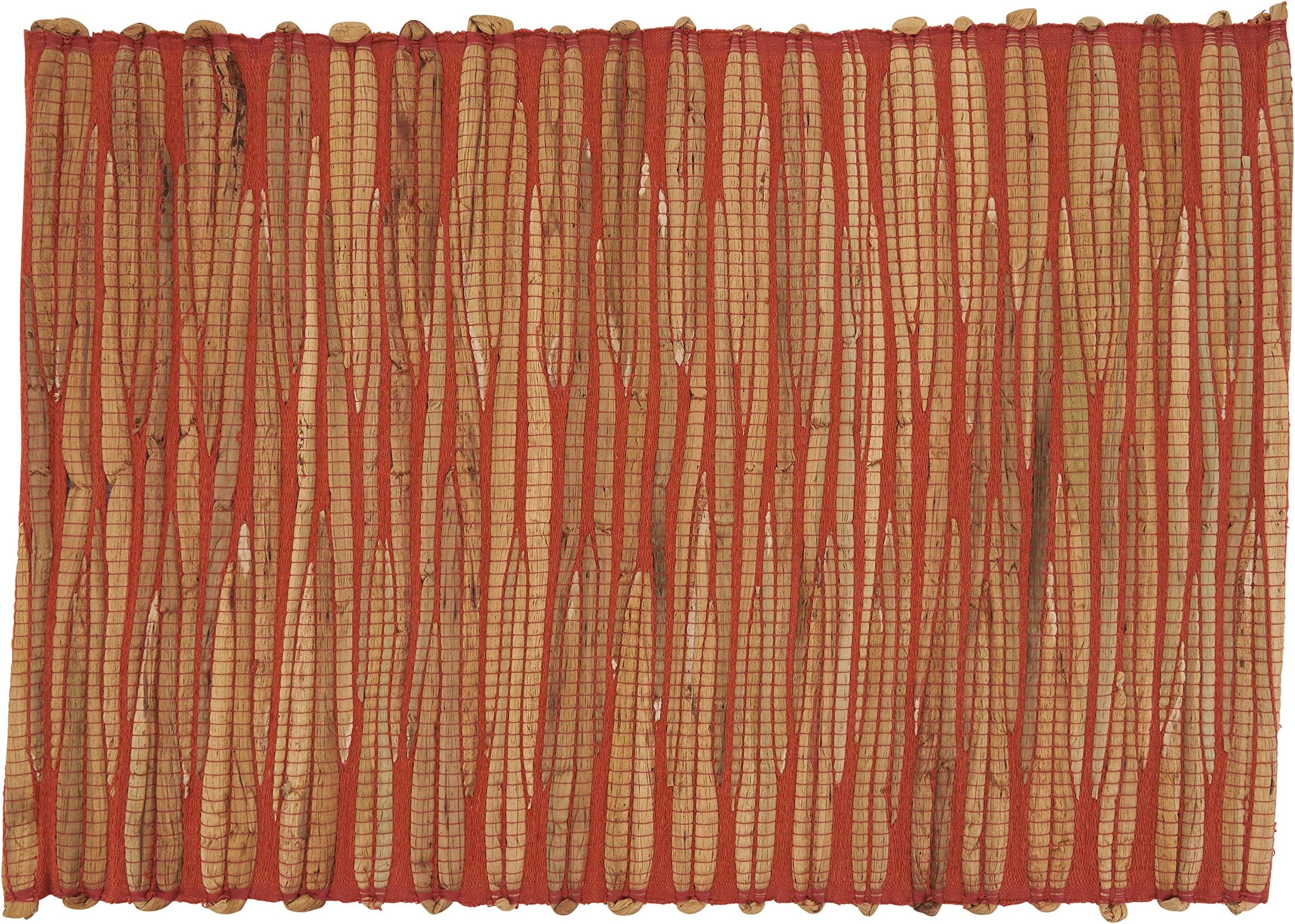Saro Lifestyle Kendari Collection Water Hyacinth Placemats (Set of 4), 14" x 20", Orange