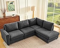 100" L-Shaped Sectional Sofa with Reversible Chaise, Modern 3-Seater Chenille Corner Couch, Dark Grey for Living Room & Apartment