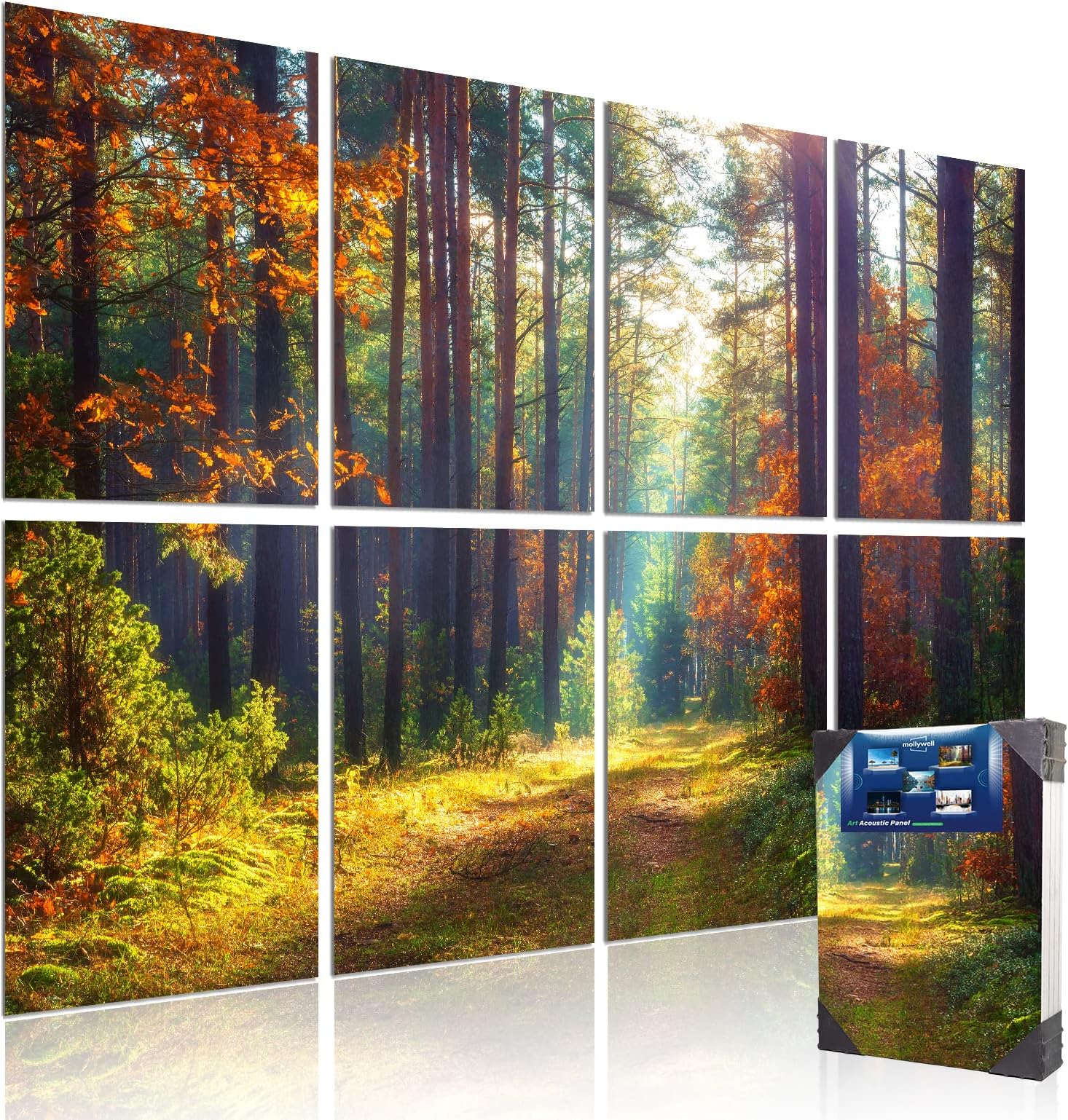 Mollywell Art Acoustic Panels, Sound Proofing, Wall Decoration, Suitable for Nature-Inspired Room Soundproofing & Vibrant Aesthetics (Forest Autumn), 48x32x0.4 Inch