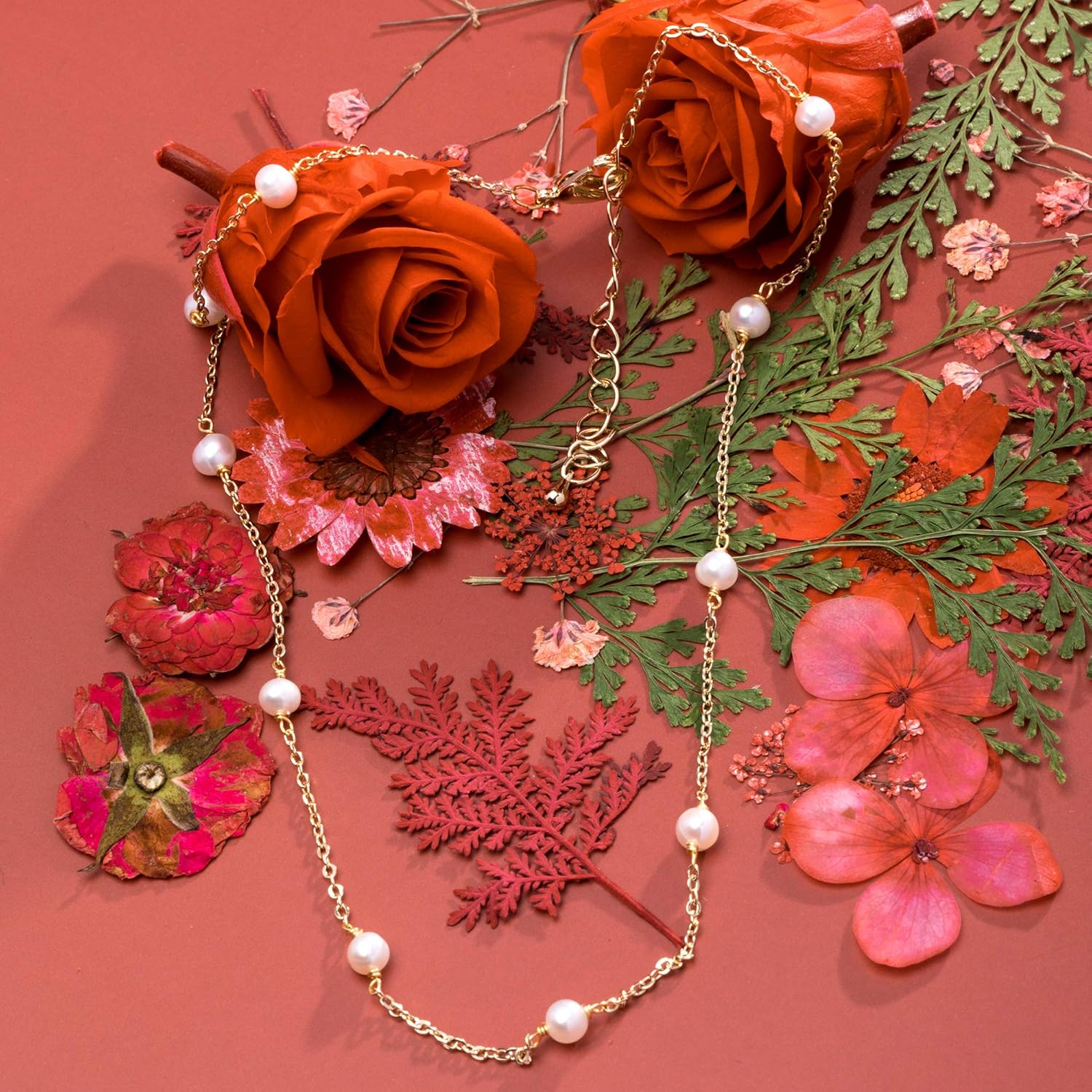 Cowlyn Dainty Pearl Choker Necklace for Women 14K Gold Plated Beaded Chain Necklace, Handmade Trendy Jewelry Gifts for Wedding Birthday - Image 5