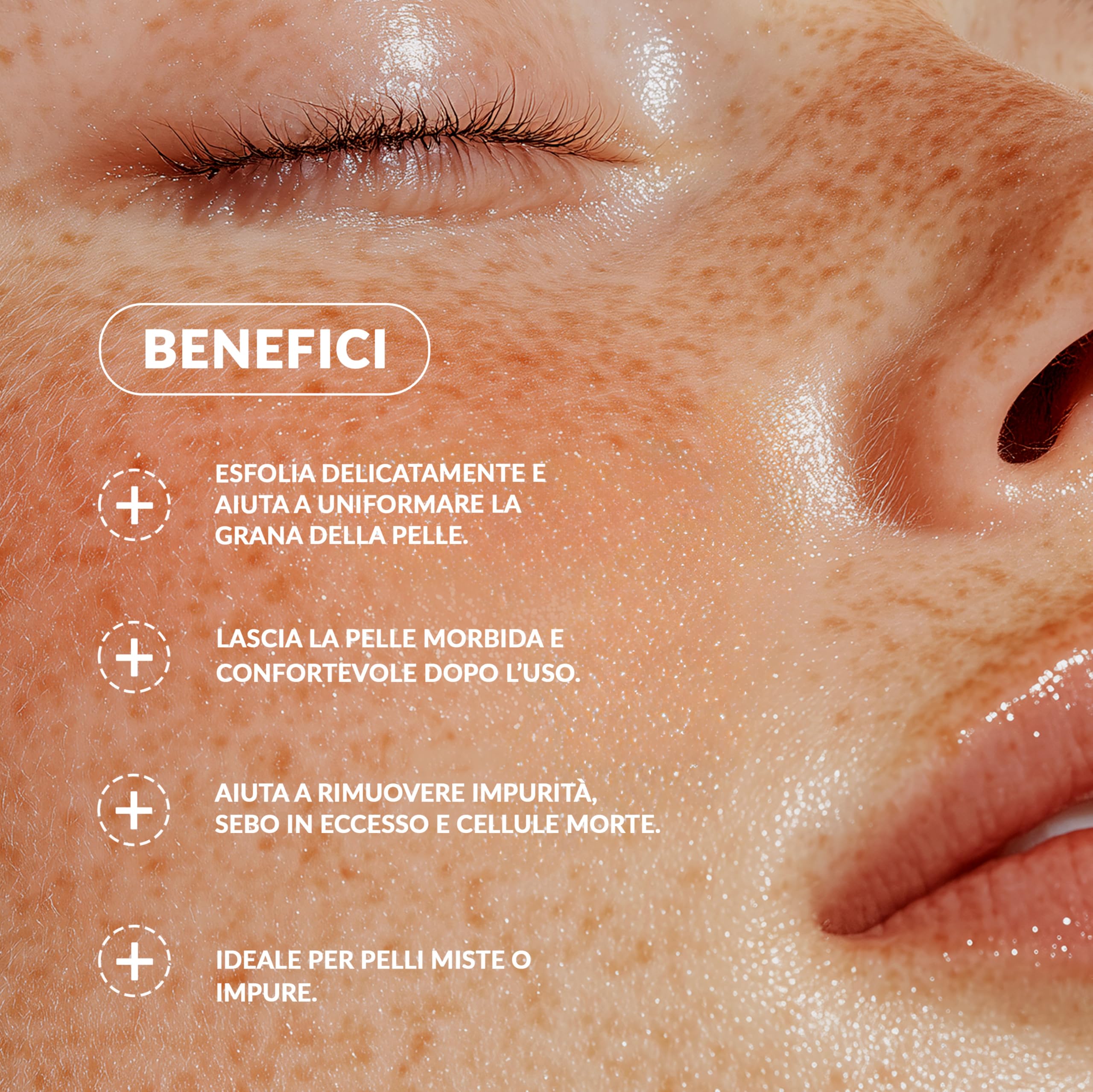 Nuvò - Scrub Viso Azione Esfoliante con Bava di Lumaca Bio 10%, 75 ml | con Acido Salicilico, Mandorla e Nocciola, pulizia profonda per uso quotidiano, per pelli miste, Made in Italy