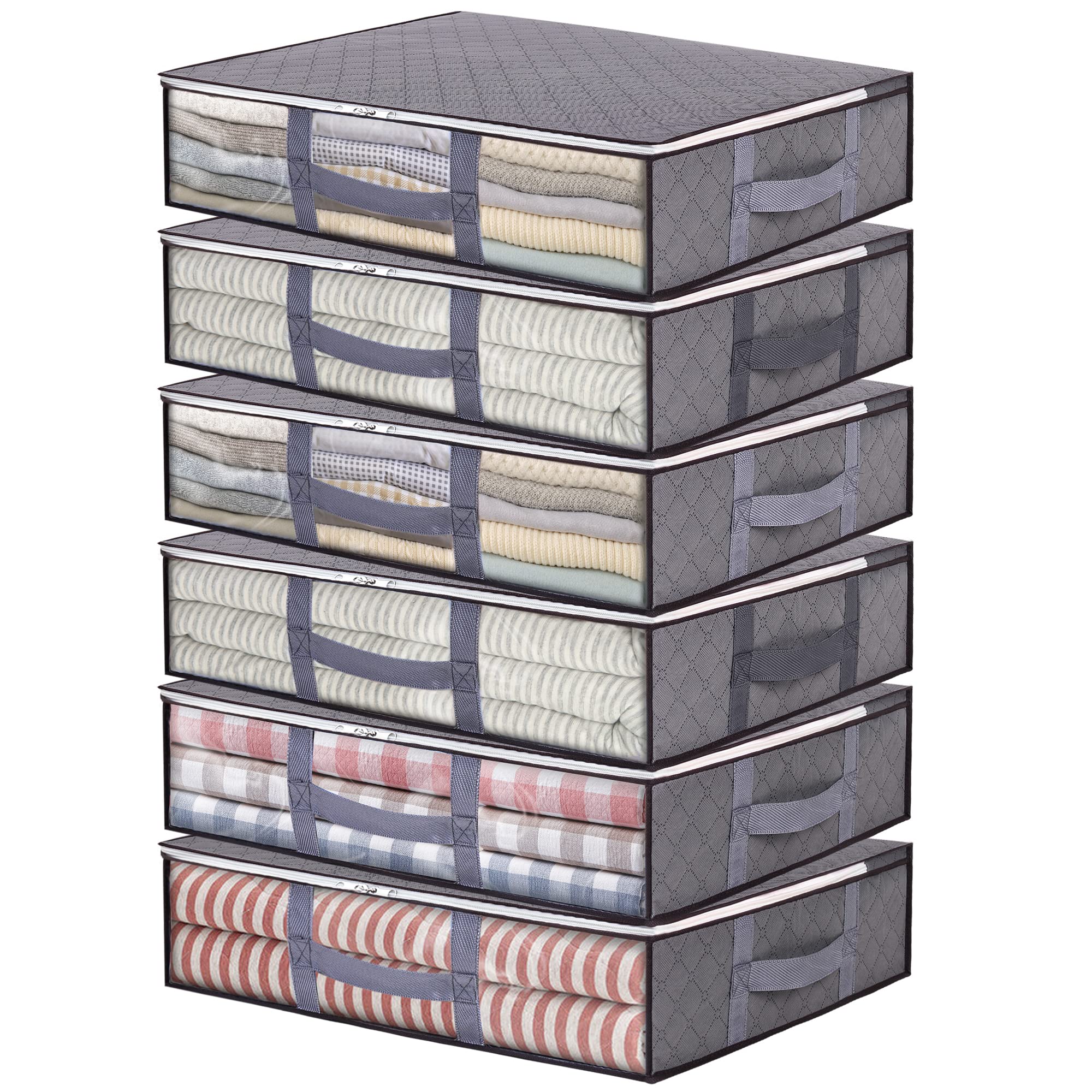 Vieshful Bolsas Almacenamiento 40L 6 Piezas Plegables Transparentes, Gris