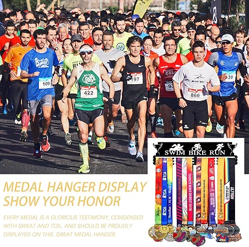 Vista 145 de Goutoports Estante de exhibición para colgar medallas, organizador personalizado de cinta de premios para corredores de carreras deportivas, placas