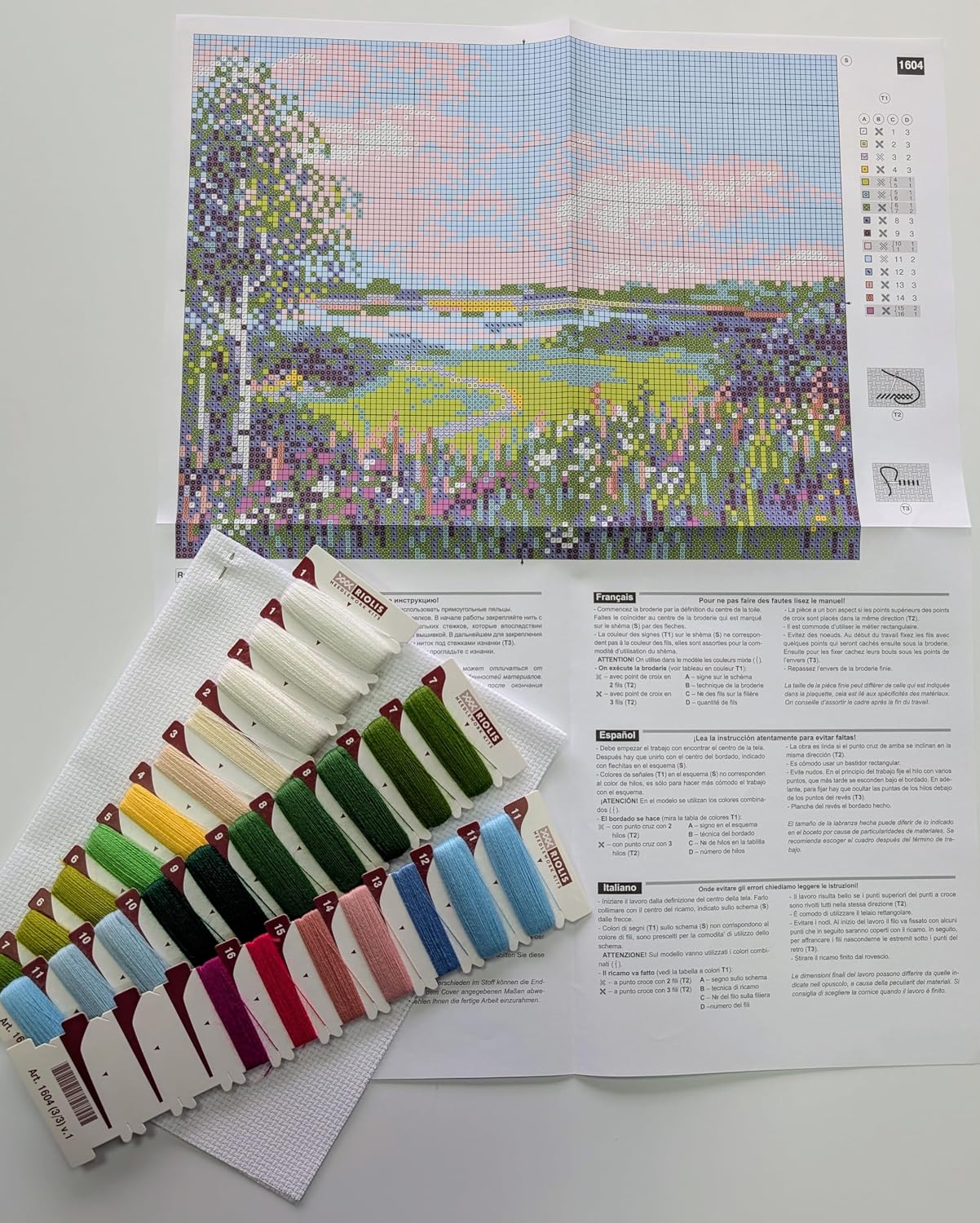 RIOLIS 1604 - Path to the Lake - Counted Cross Stitch Kit 11¾" x 9½" Zweigart 10 ct. White AIDA 16 Colors