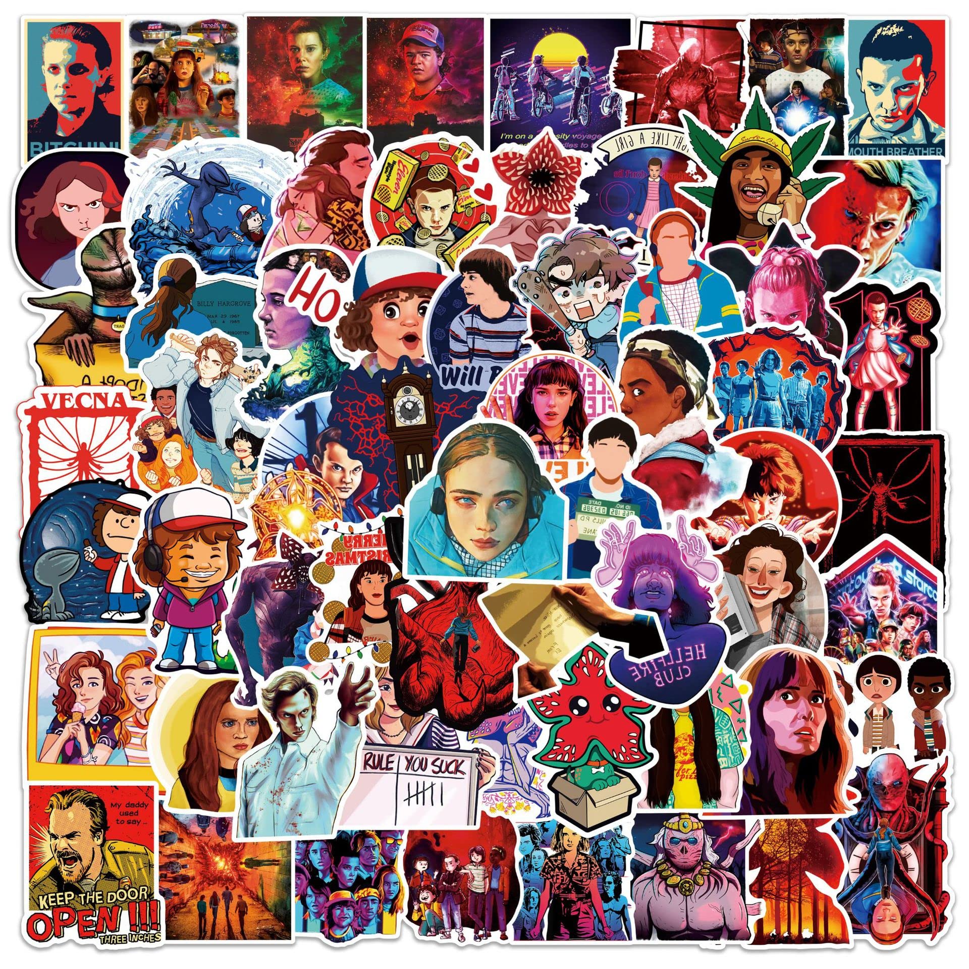 ZZZYW adesivi da 100 pezzi, fantastici bottiglie d'acqua, computer portatili, moto, biciclette, skateboard, bagagli, adesivi, patch graffiti per ragazzi, ragazze, bambini, adulti (Stranger Things)