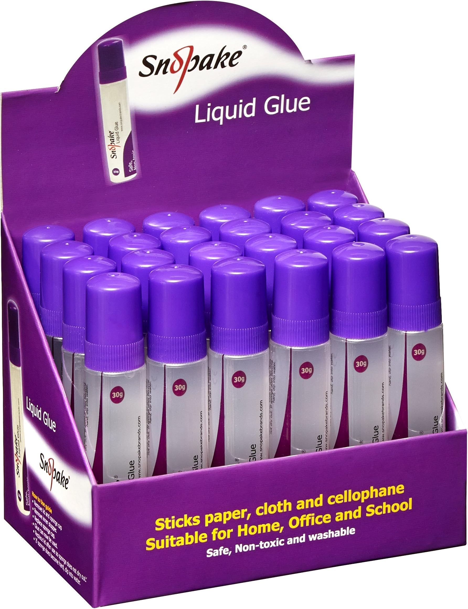 Snopake Liquid Glue Pen 30g with Sponge Tip Applicator [Pack of 24] Safe, Washable & Non-Toxic [15756]
