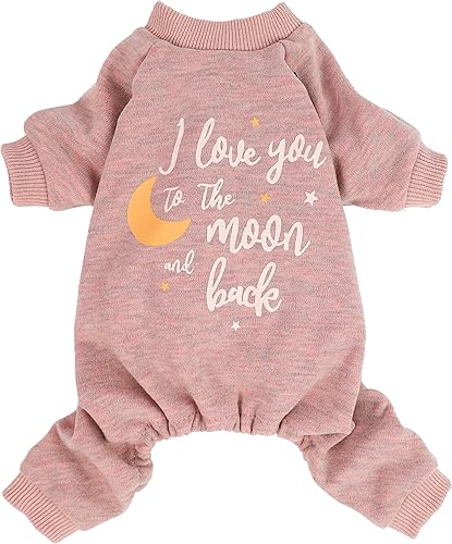 Fitwarm Pijama de terciopelo ligero para perro con texto en inglés "I Love You to the Moon and Back" Paw-Some Sleeper, ropa para cachorros, camisa