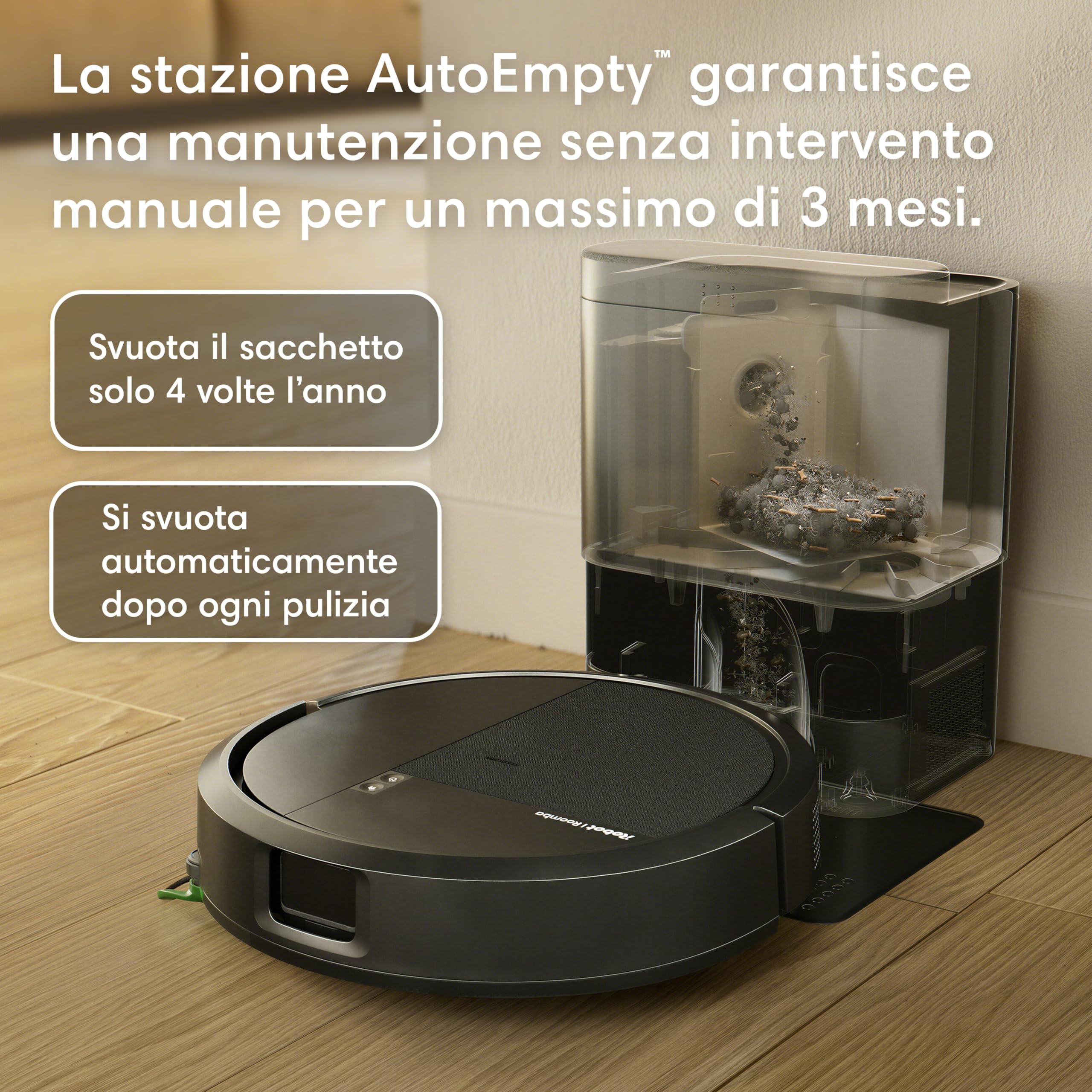 iRobot Roomba® 115 Combo Robot Aspirapolvere Lavapavimenti con AutoEmpty™ Dock, 15.000 Pa, SmartScrub™, Mappatura ClearView™ LiDAR, Aspirazione e Lavaggio 2 in 1, Nero