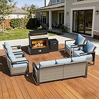 Vista 22 de Sofá de Mimbre Metálico para Patio de 75", Sofá Sillón de Ratán para Exteriores de 3 Asientos para Todo Tipo de Clima con Cojines Premium