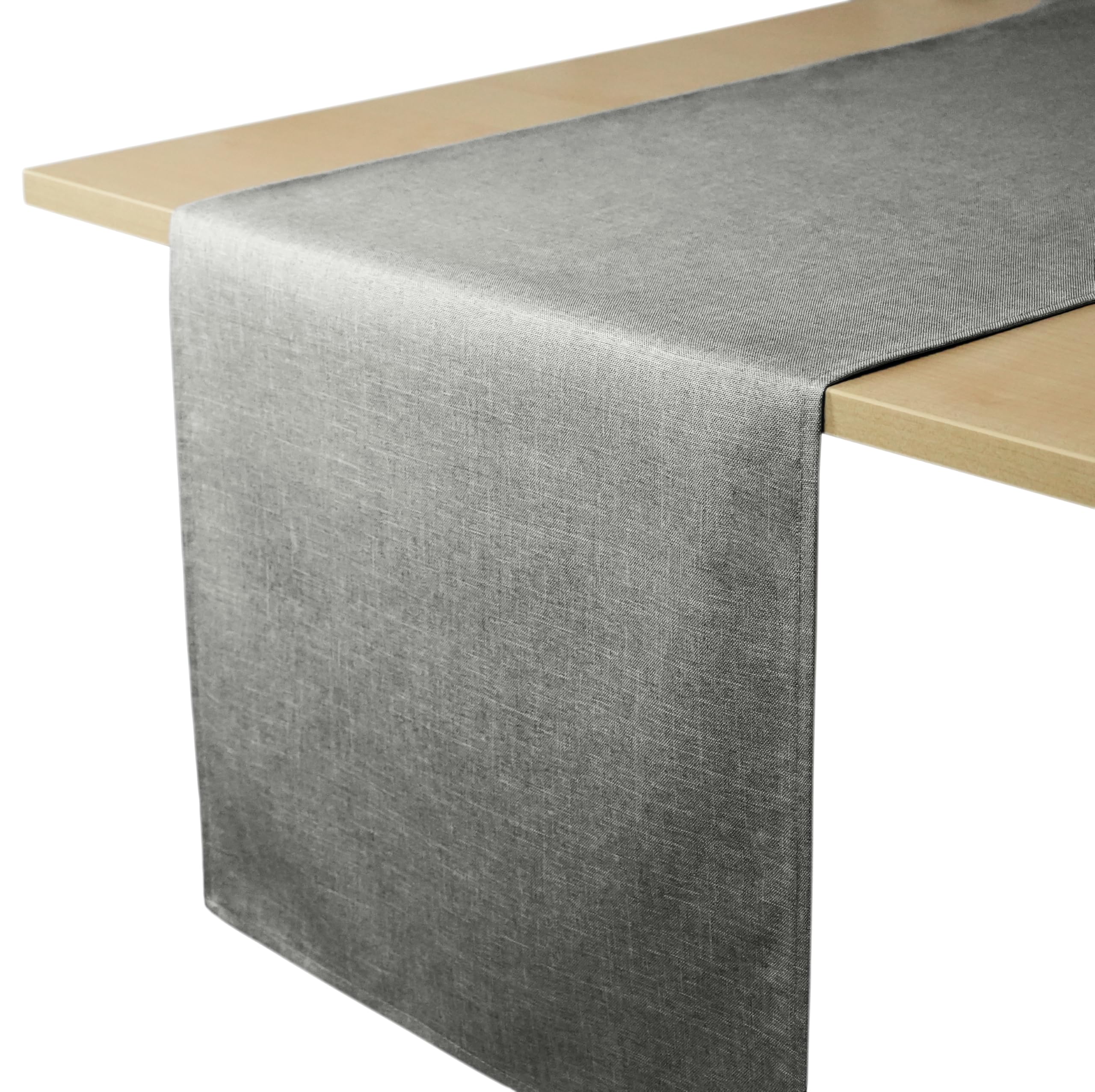 Chemin de table effet lin gris foncé 40x260 cm anti-tache Decomira